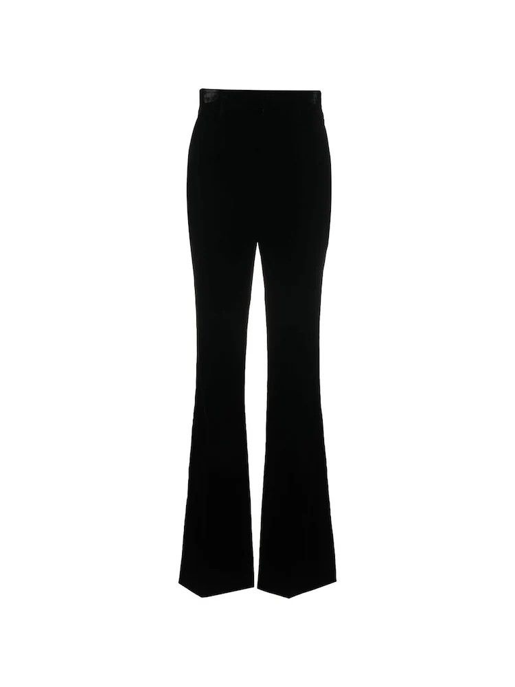 Saint Laurent Paris o1s1wg111124 High-Waisted Pants in Velvet in Black Size 25" / US 0 / IT 36 - 1 Thumbnail