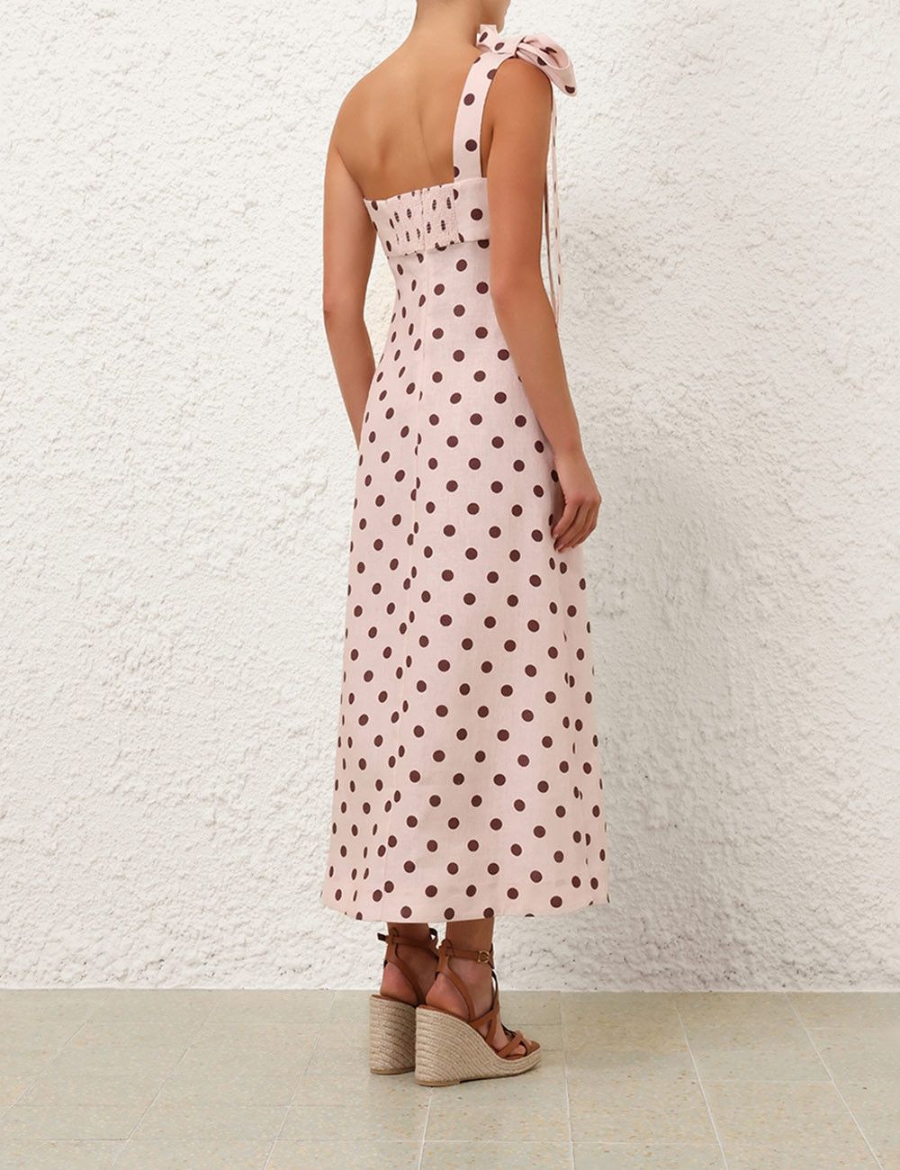 Zimmermann oc11z1025 Acacia One Shoulder Midi Dress in Cream/Tan Size XS / US 0-2 / IT 36-38 - 4 Thumbnail