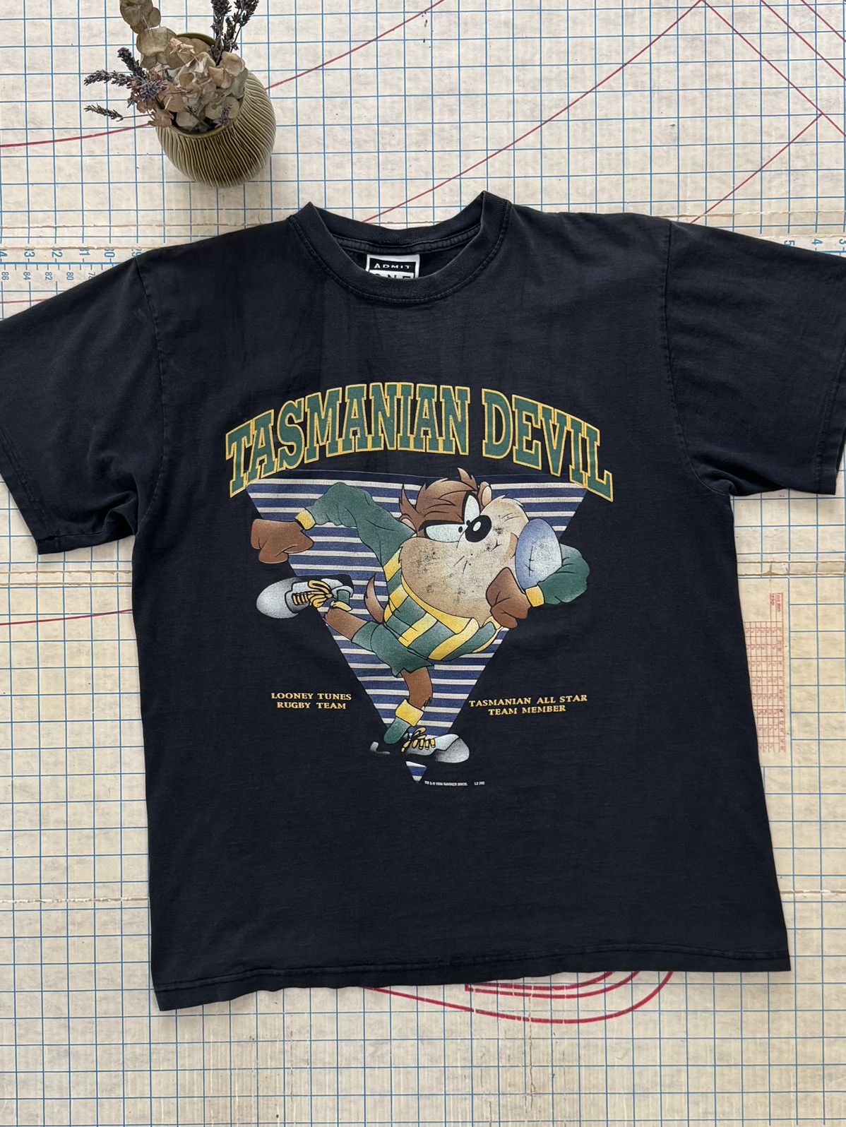 Vintage Vintage Admit One Tasmanian Devil Taz Rugby Tee Faded Black Size US L / EU 52-54 / 3 - 2 Thumbnail