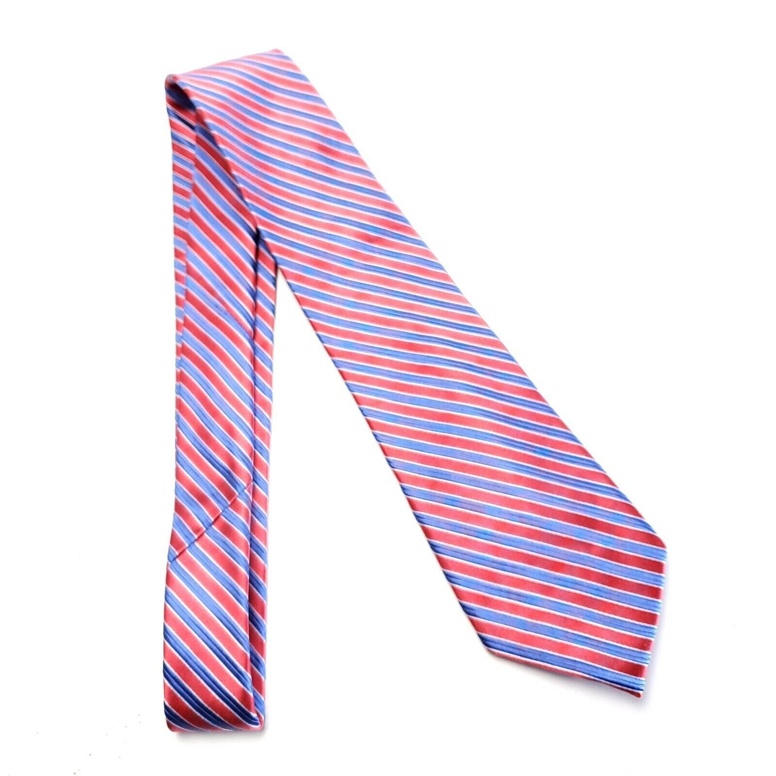 Michael Kors Michael Kors Red Blue Striped Woven Short Silk Tie Size ONE SIZE - 6 Thumbnail