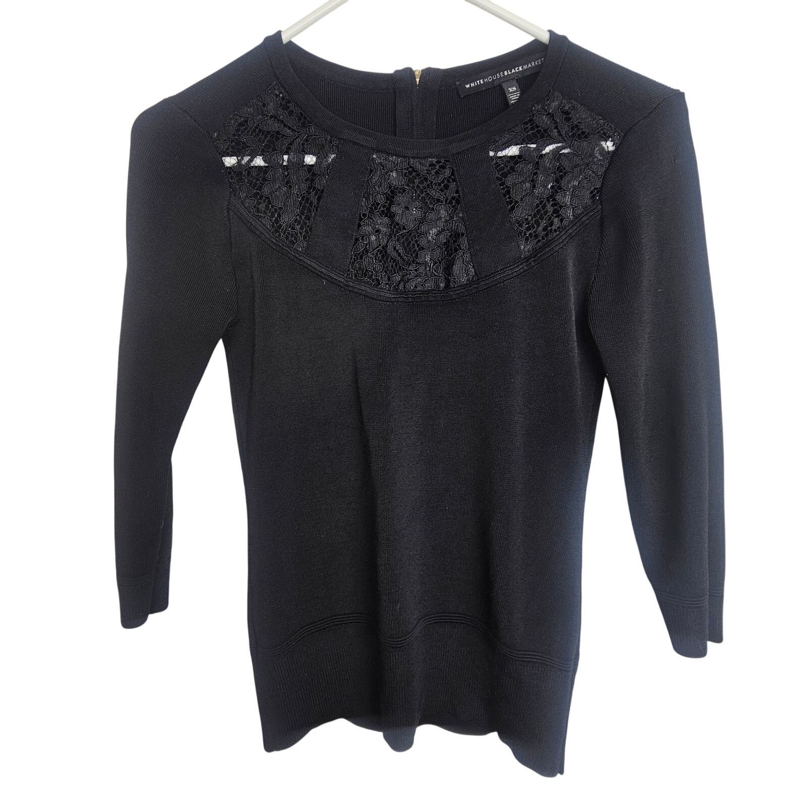 White House Black Market White House Black Market Womens Lace Stretch Blouse Size XS Size XS / US 0-2 / IT 36-38 - 1 Thumbnail
