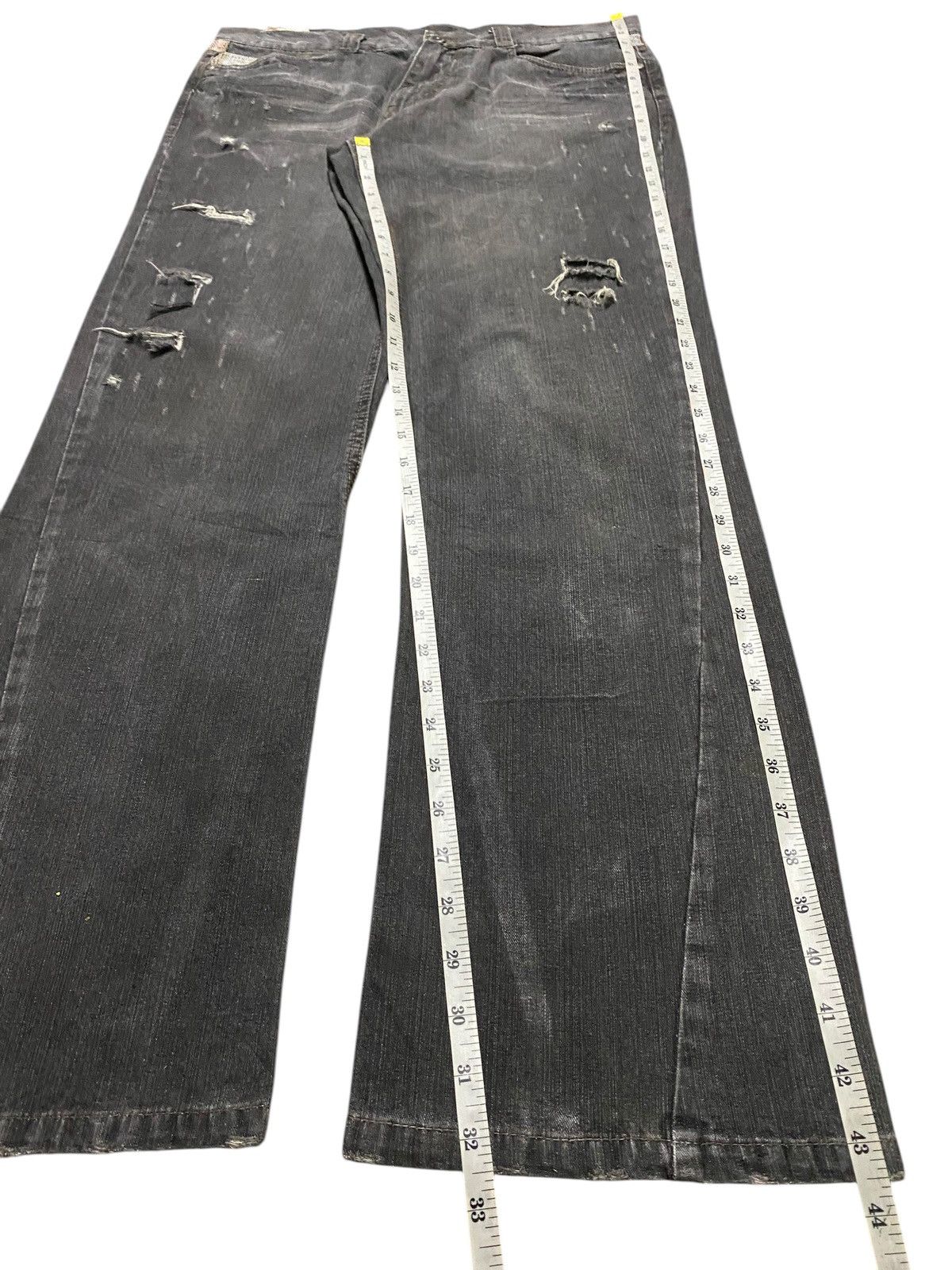 Windsor Smith Vintage Jungles Black Denim Distressed Baggy Jeans Size US 36 / EU 52 - 13 Thumbnail