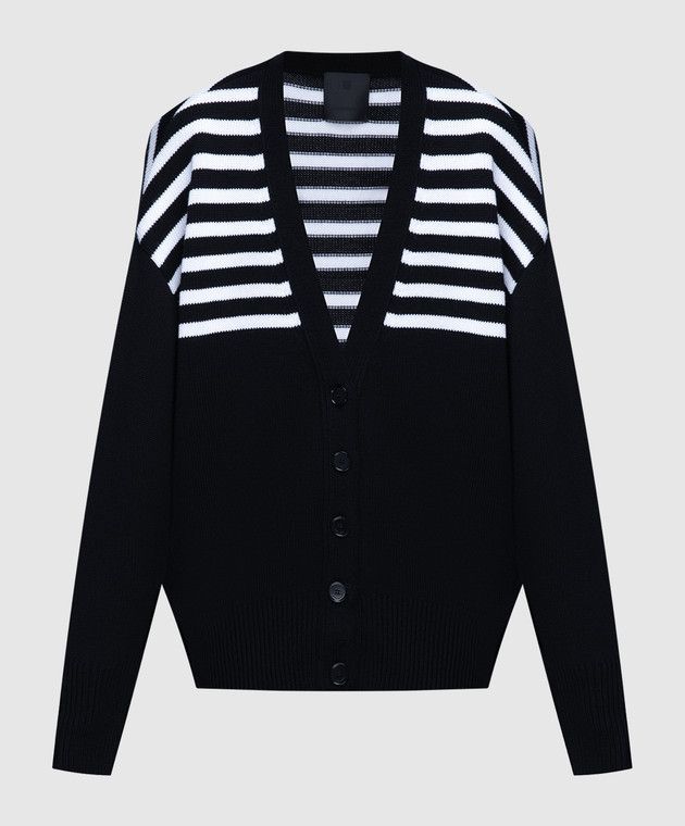 Givenchy o1w1db10325 V-Neck Cardigan in Black/White Size XL / US 12-14 / IT 48-50 - 1 Thumbnail