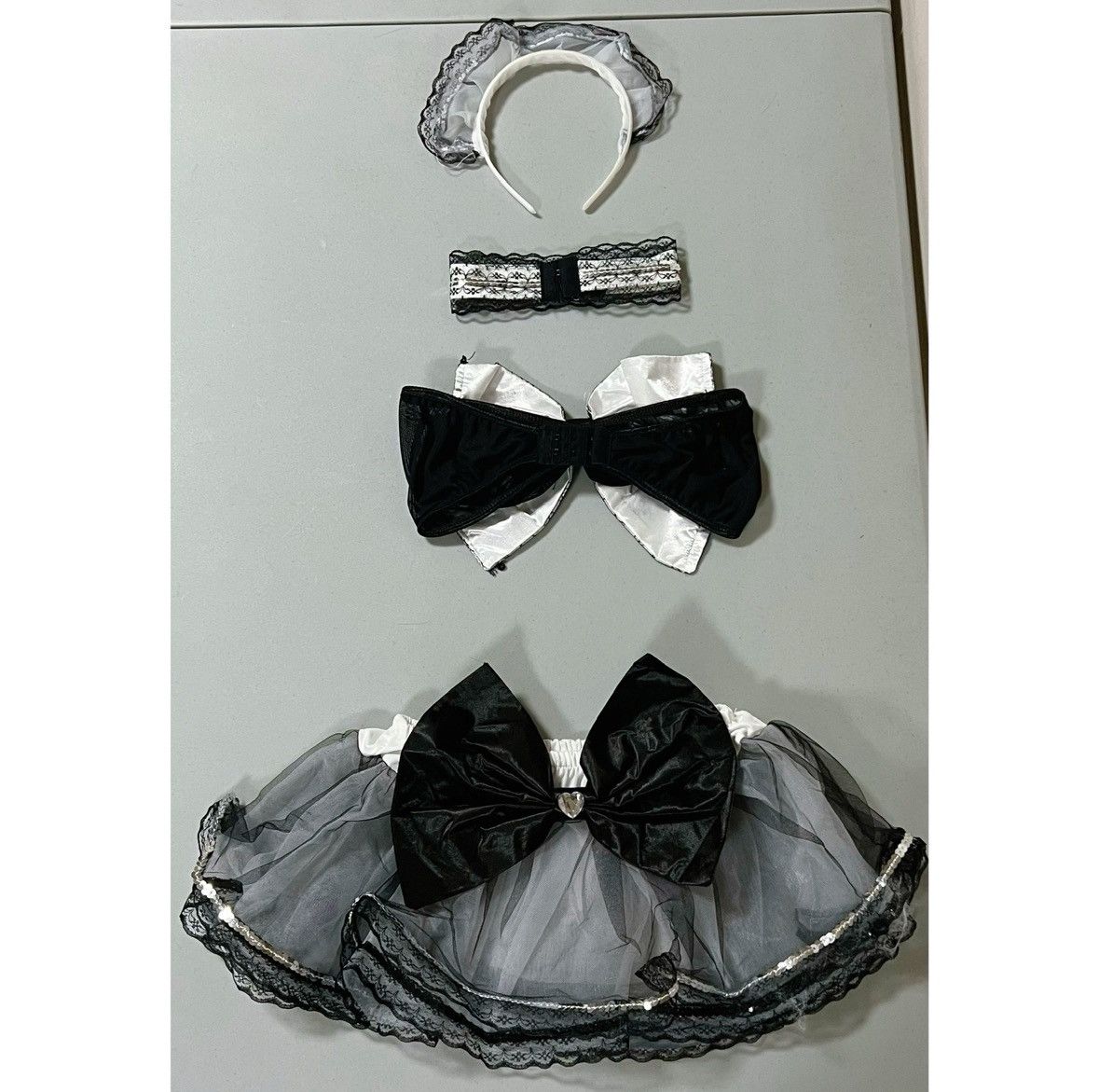 Vintage Black Bow Maid Cosplay Costume Lingerie Outfit Set Size S 🖤 Size ONE SIZE - 5 Thumbnail