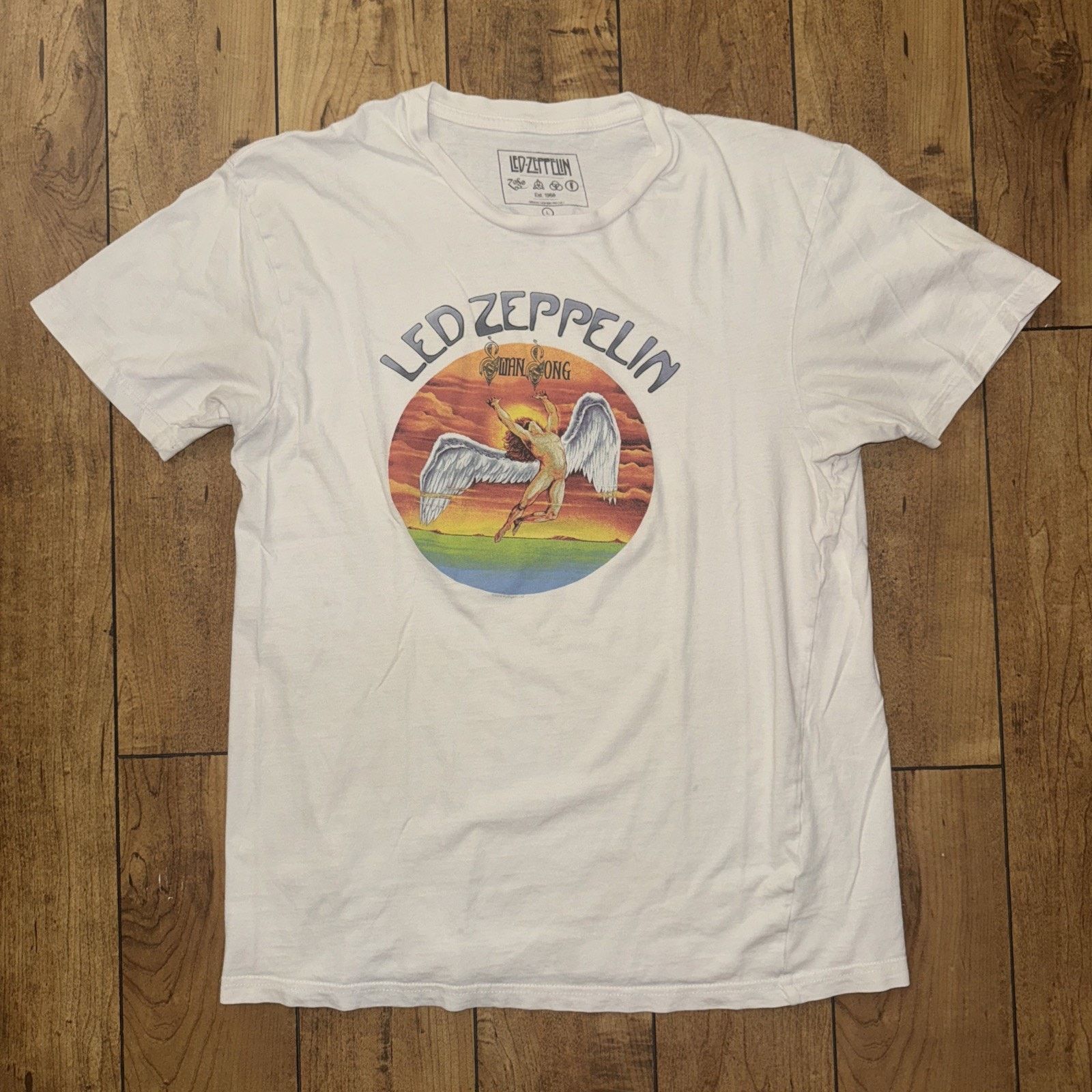 Band Tees Led Zeppelin Swan Song T-Shirt White Large 18x25 Size US L / EU 52-54 / 3 - 1 Thumbnail