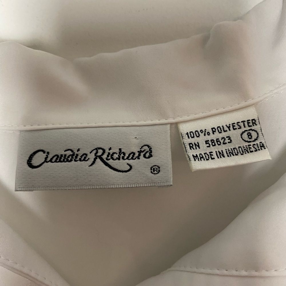 Other Claudia Richard White Button Down Blouse with Embroidered Fr Size M / US 6-8 / IT 42-44 - 3 Thumbnail