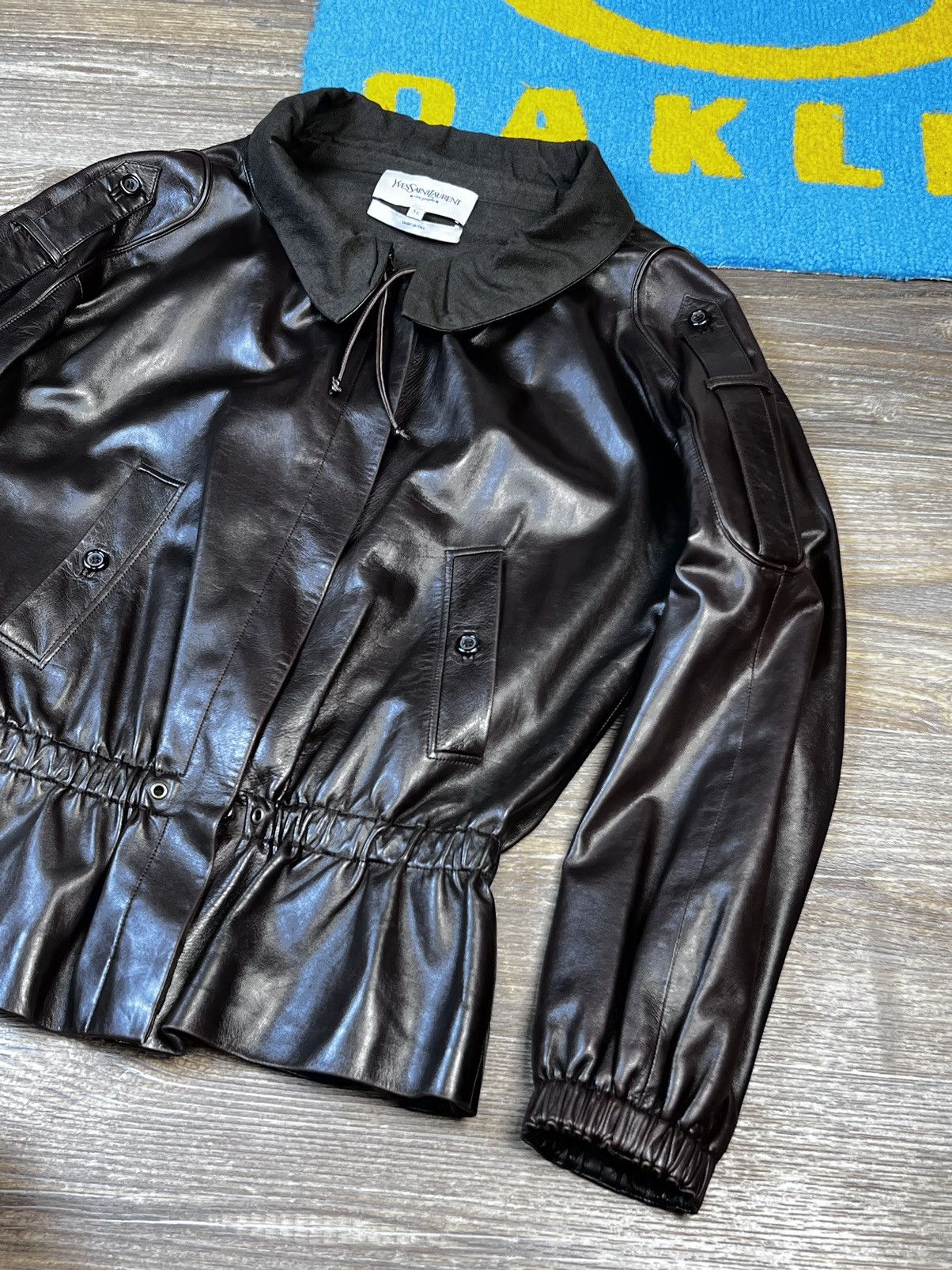 Yves Saint Laurent Yves Saint Laurent Rive Gauche Brown Leather Jacket Size XS / US 0-2 / IT 36-38 - 6 Thumbnail