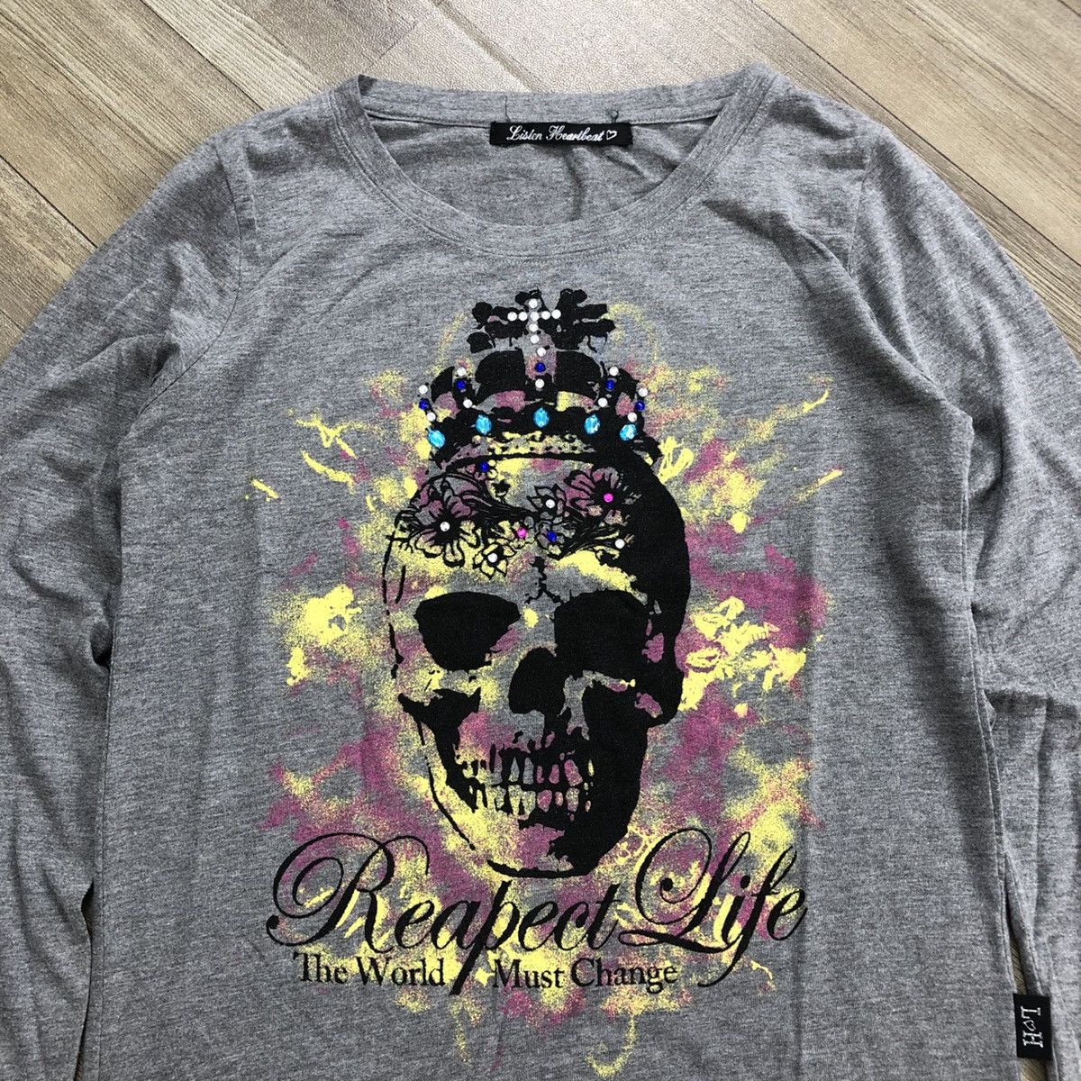 If Six Was Nine × Japanese Brand 2000s Listen Heartbeat Poem Skull Lgb Studded Long Sleeve Size US S / EU 44-46 / 1 - 2 Thumbnail