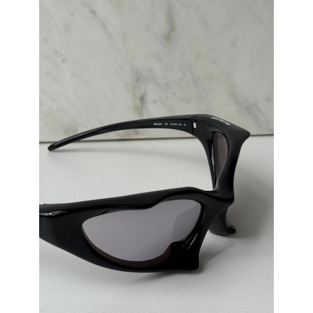 Balenciaga NEW Balenciaga BB0352S Mask Sunglasses in Black Mirror Size ONE SIZE - 5 Thumbnail