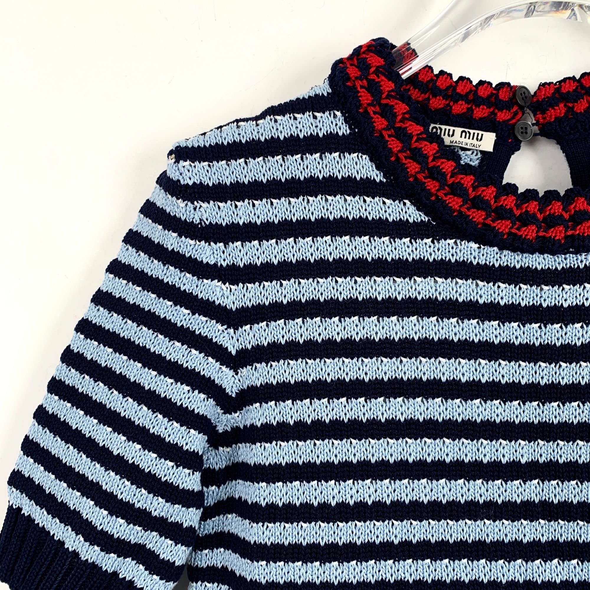 Miu Miu Miu Miu Blue Striped Cotton Knit Dress (Size M) Size S / US 4 / IT 40 - 7 Thumbnail