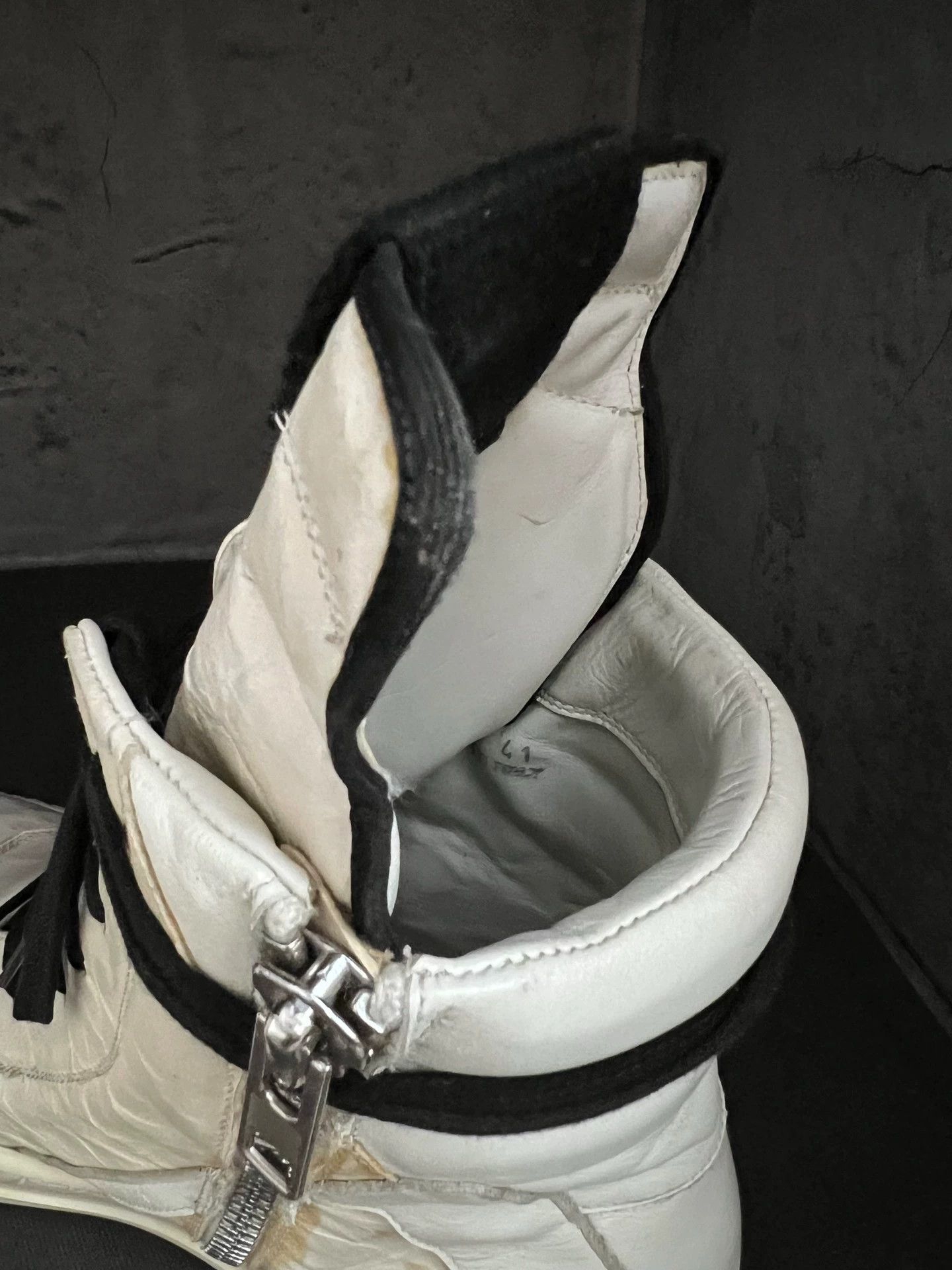 Rick Owens Rickowens Main Line Cowhide Paper Leather High-Top Milk Size US 8 / EU 41 - 7 Thumbnail