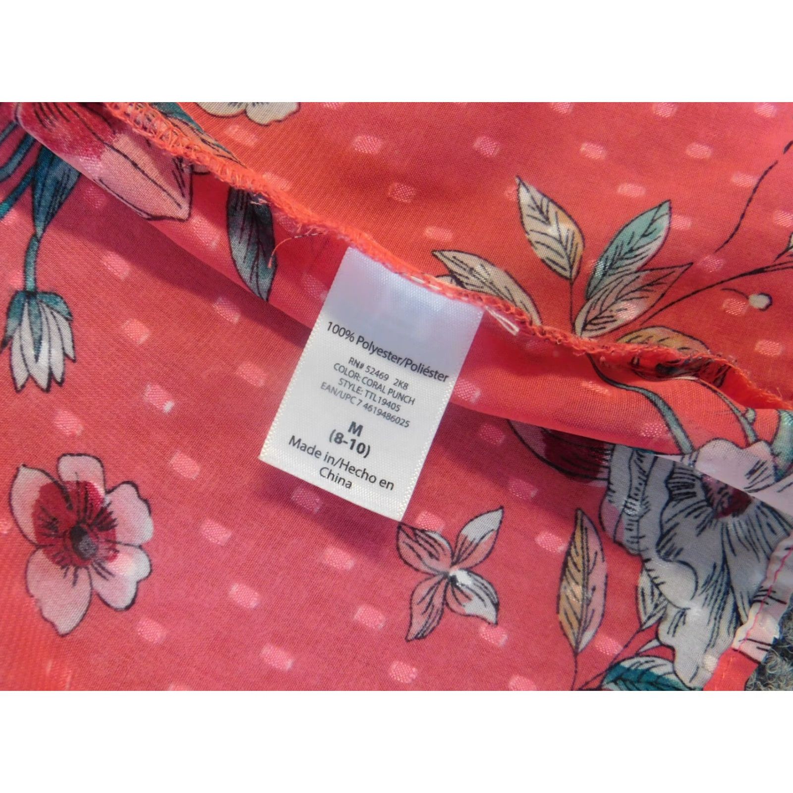 Vintage Time And Tru Blouse Womens M Pink Floral Short Sleeve Open Chest Round Neck Pullover Casual Polyester Rayon Pleated Modern Spring 90s? Size M / US 6-8 / IT 42-44 - 7 Thumbnail