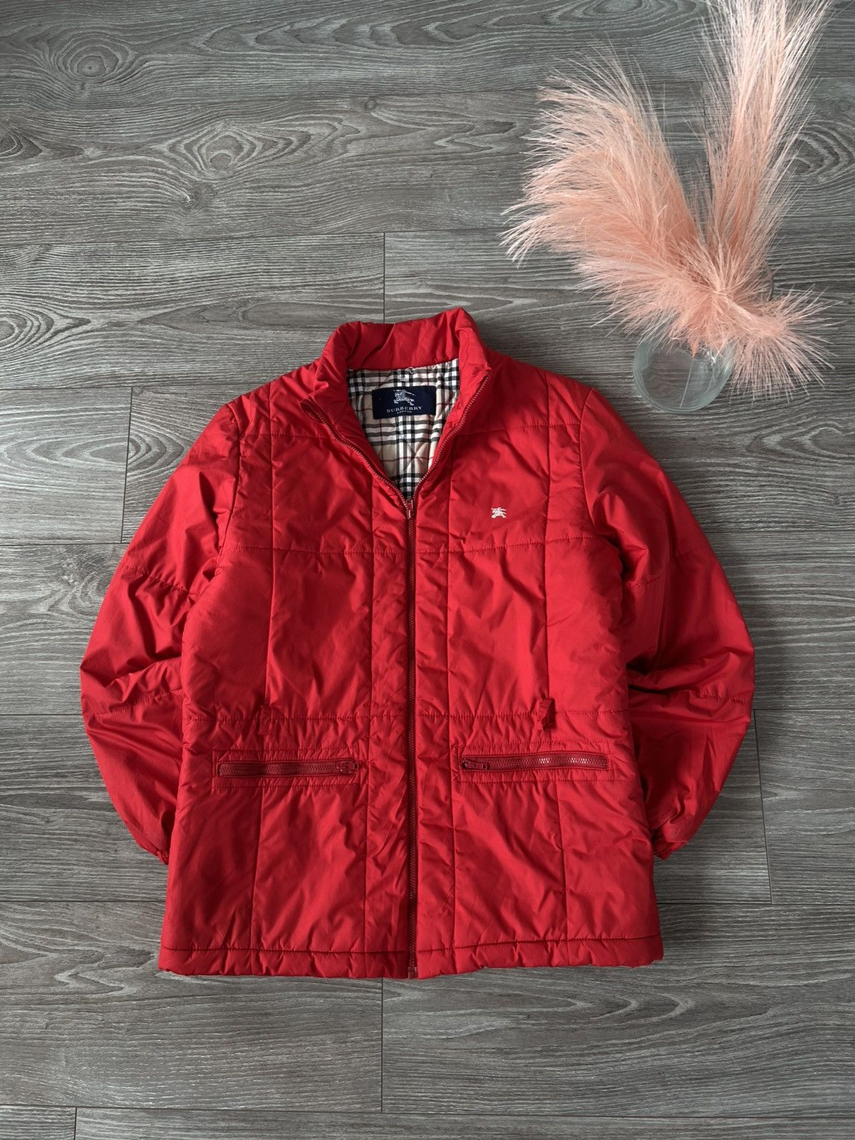 Burberry × Vintage ‼️VINTAGE BURBERRY FULL CELL RED WARM WINTER JACKET‼️ Size M / US 6-8 / IT 42-44 - 8 Thumbnail
