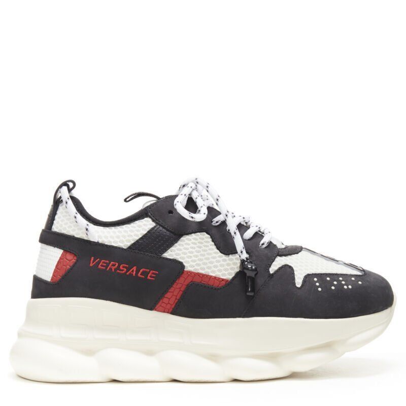 Versace new VERSACE Chain Reaction black white red suede mesh low chunky sneaker EU41 Size US 8 / EU 41 - 1 Thumbnail