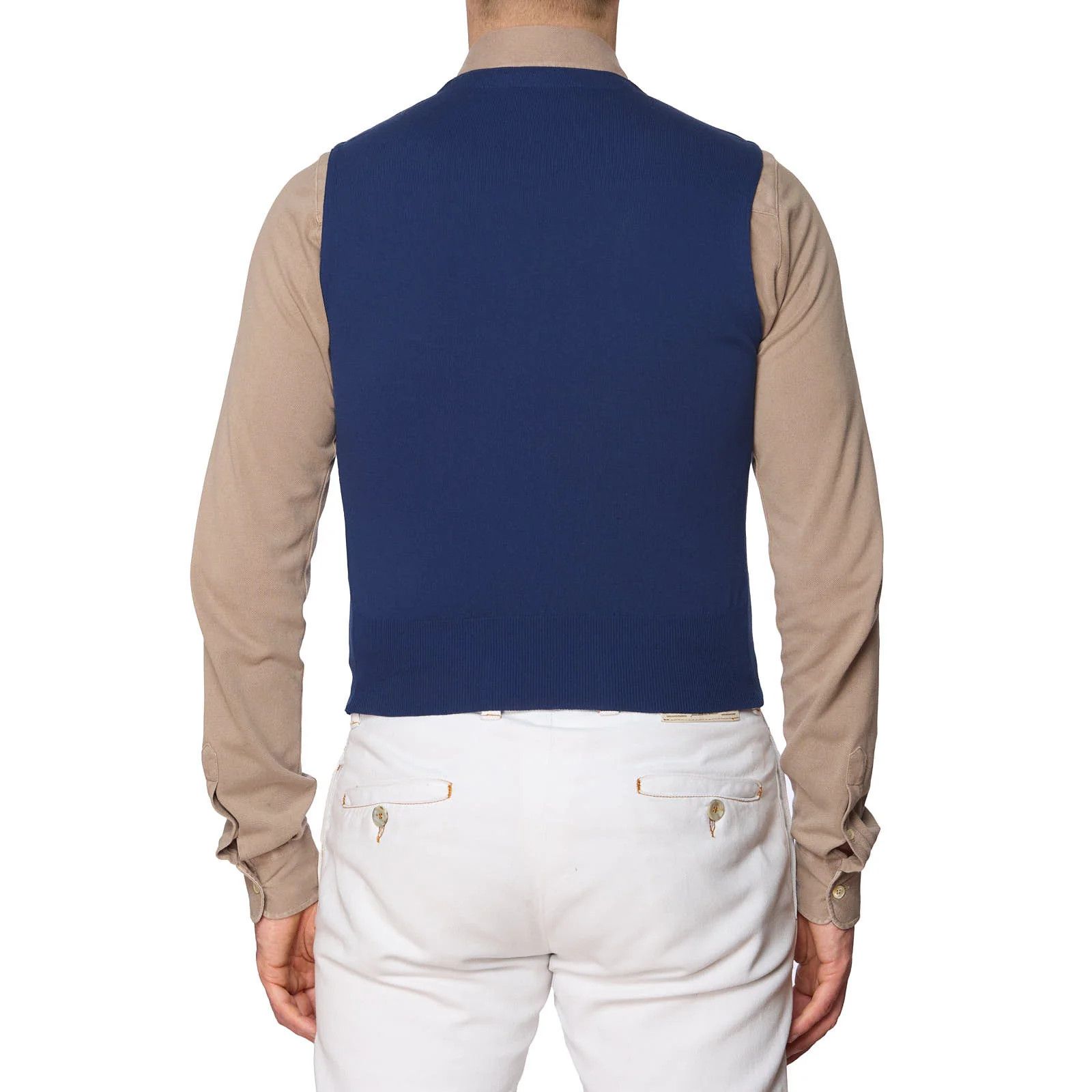 Gran Sasso GRAN SASSO Navy Blue Cotton Knit DB Vest Waistcoat Size US S / EU 44-46 / 1 - 2 Thumbnail