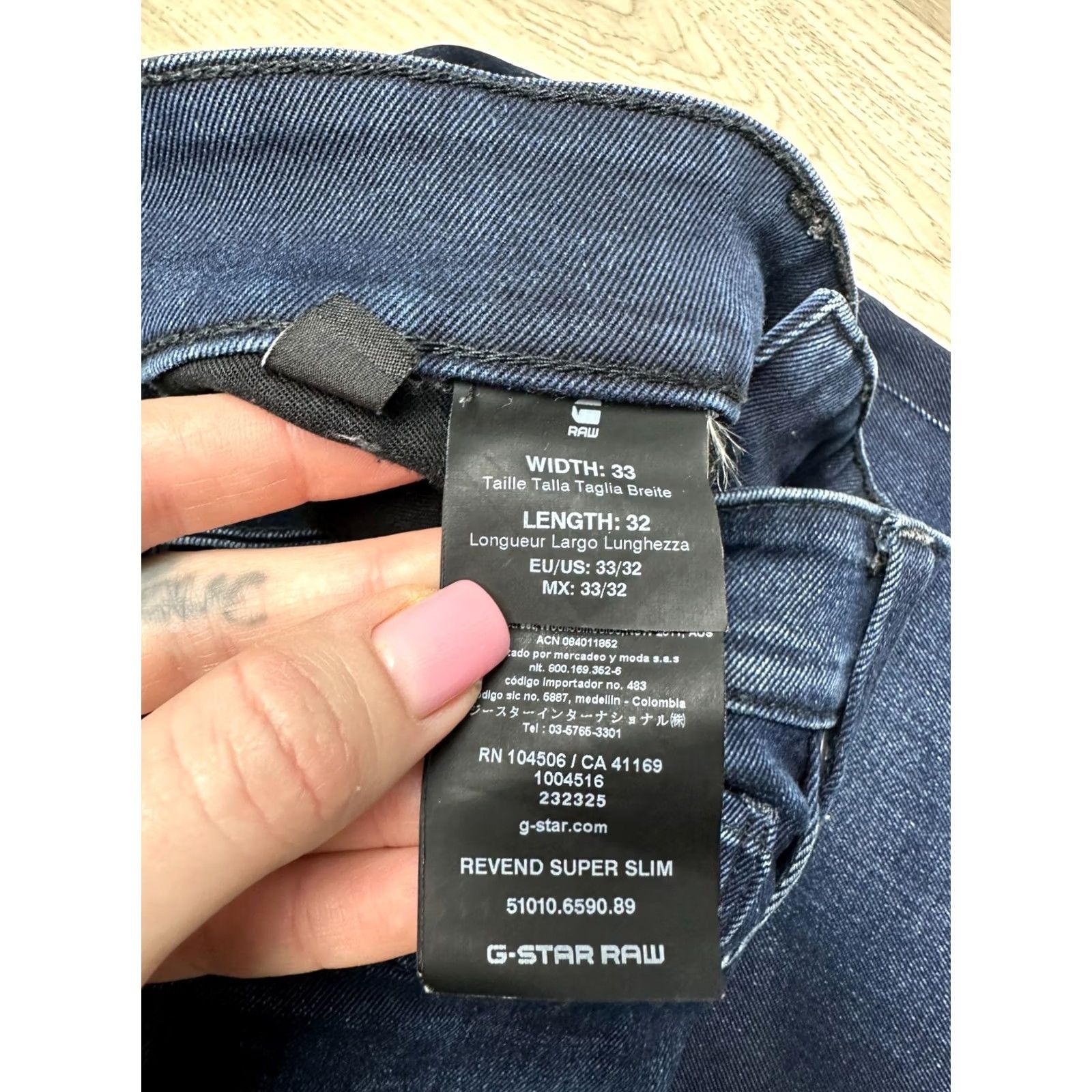 G-Star G Star Raw Mens Revend Super Slim Denim Jeans Size 33 Blue Slim Regular 33 in Inseam 78 cm 32 in Mens Jeans Size US 33 - 5 Thumbnail