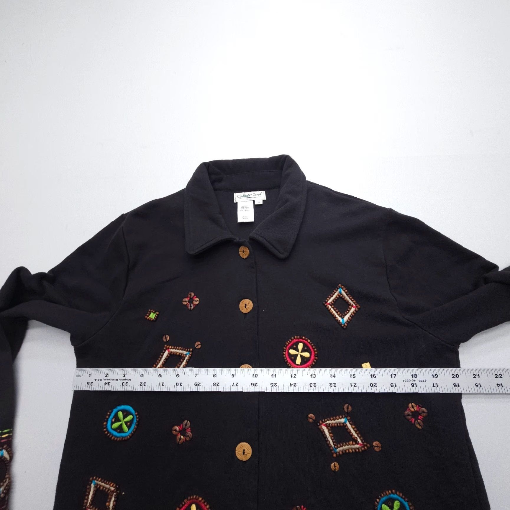 Coldwater Creek VINTAGE Coldwater Creek Button-Up Shirt Jacket Southwestern Geometric Beaded Embroidered Cotton Blend M Black Women Shirt/Jacket (Adult) M (Size) Size M / US 6-8 / IT 42-44 - 7 Thumbnail