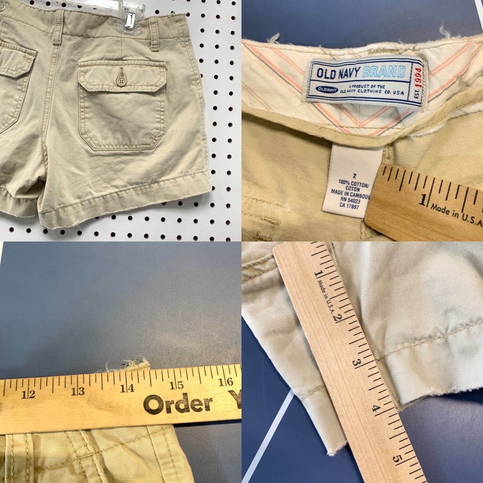 Old Navy Old Navy Khaki Shorts Womens Size 2 Fits 28x4 Rear Flap Pockets Shirt (Beige) Size 26" / US 2 / IT 38 - 8 Thumbnail