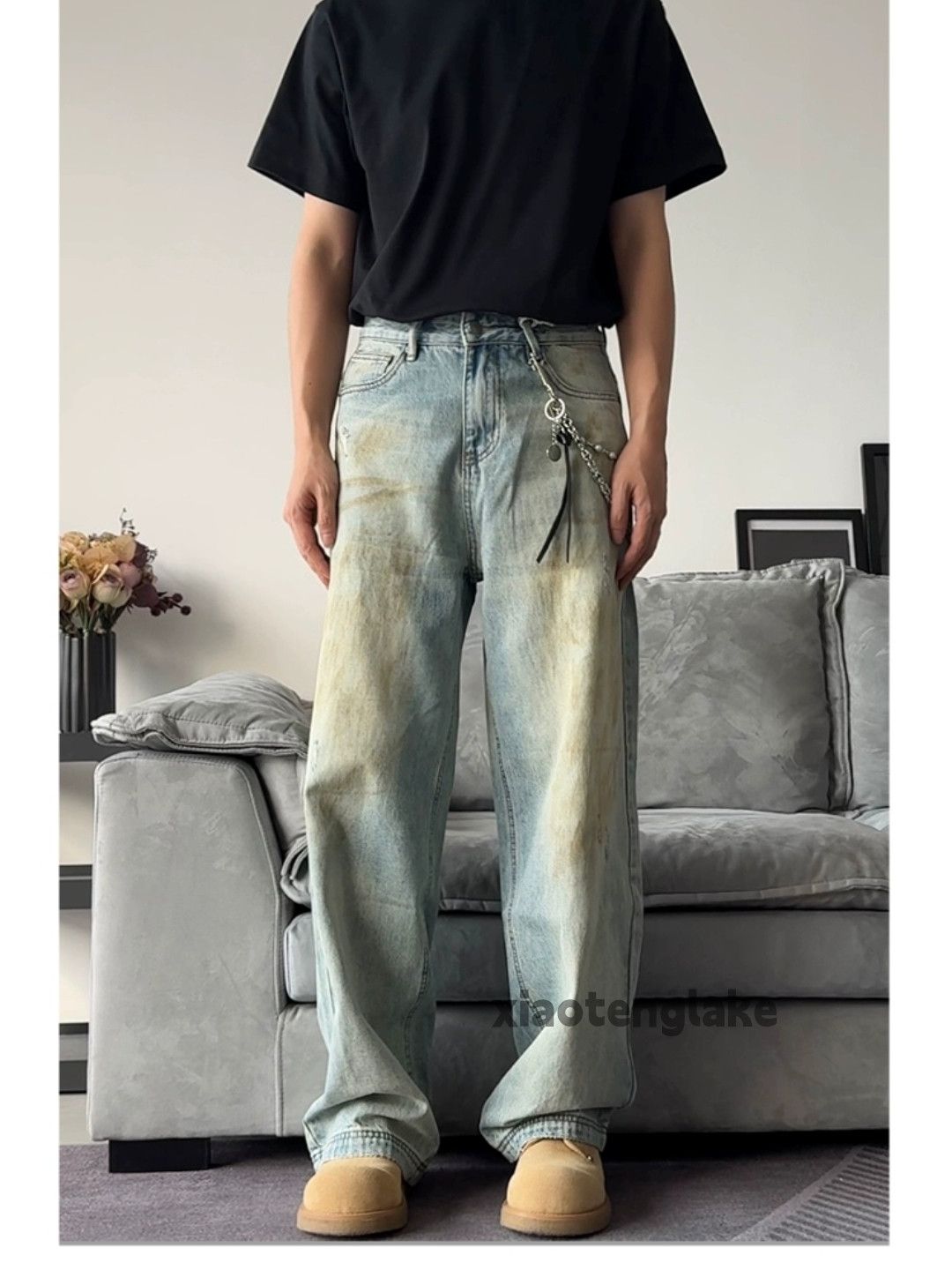 Jean × Vintage utility washed faded punk grunge stain paint jeans Size US 30 / EU 46 - 4 Thumbnail