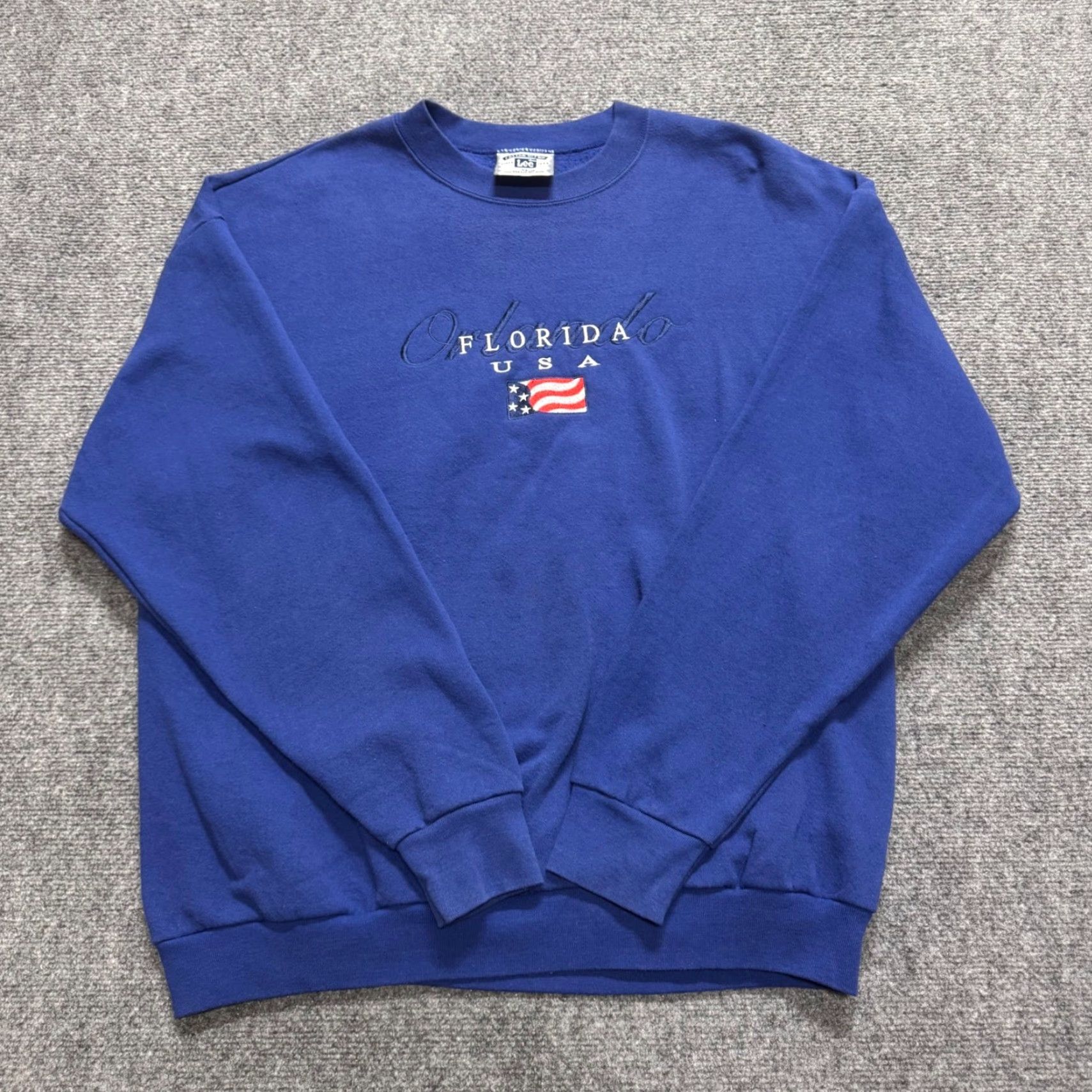 Vintage VINTAGE Lee Pullover Sweatshirt USA Florida Blue XL 90s Heavyweight Mend Sports Size US XL / EU 56 / 4 - 3 Thumbnail