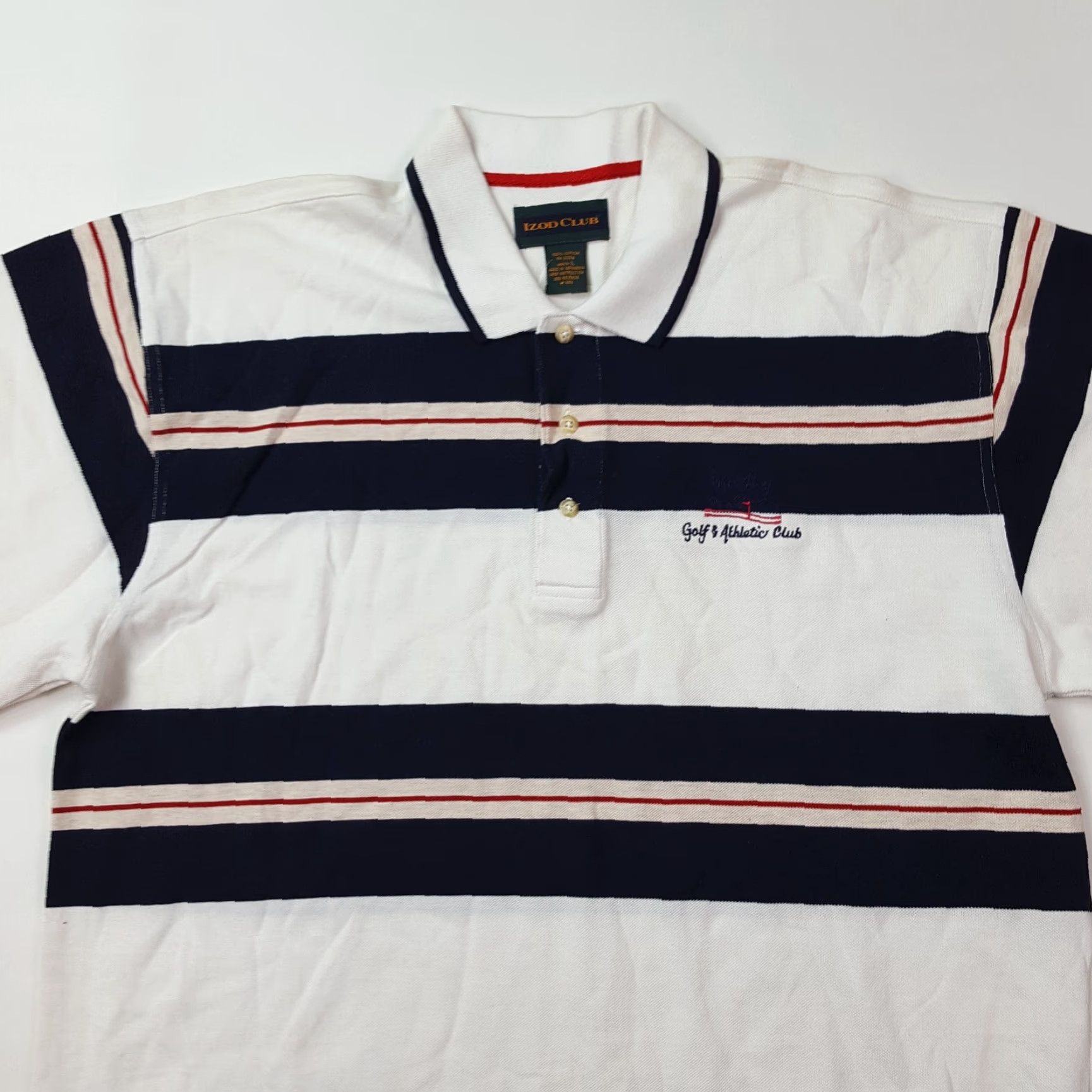 Izod VINTAGE IZOD Polo Shirt Mens L White Striped Collared Golf Club 90s Retro PGA Etsy Style Size US L / EU 52-54 / 3 - 2 Thumbnail