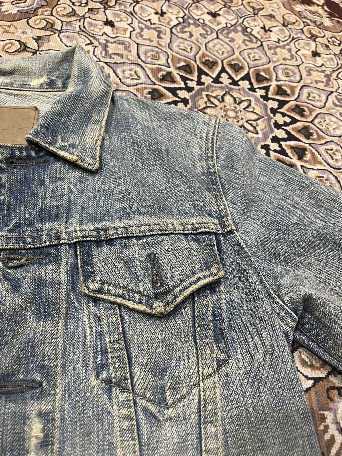 OMNIGOD Vintage Domingo Omnigod Distressed Stain Denim Jacket Size XS / US 0-2 / IT 36-38 - 9 Thumbnail