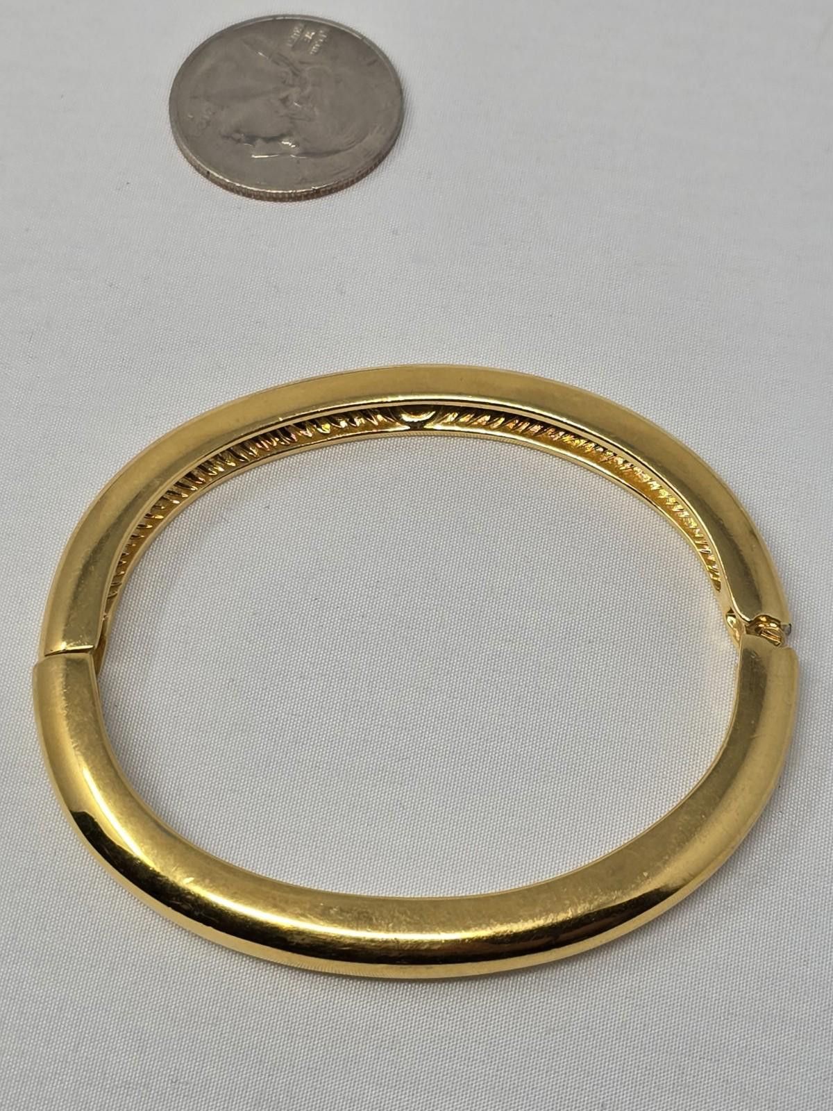 X2 Vintage St. John Gold Tone Hinged Bangle Bracelet 2.5” x 2” Size ONE SIZE - 1 Thumbnail