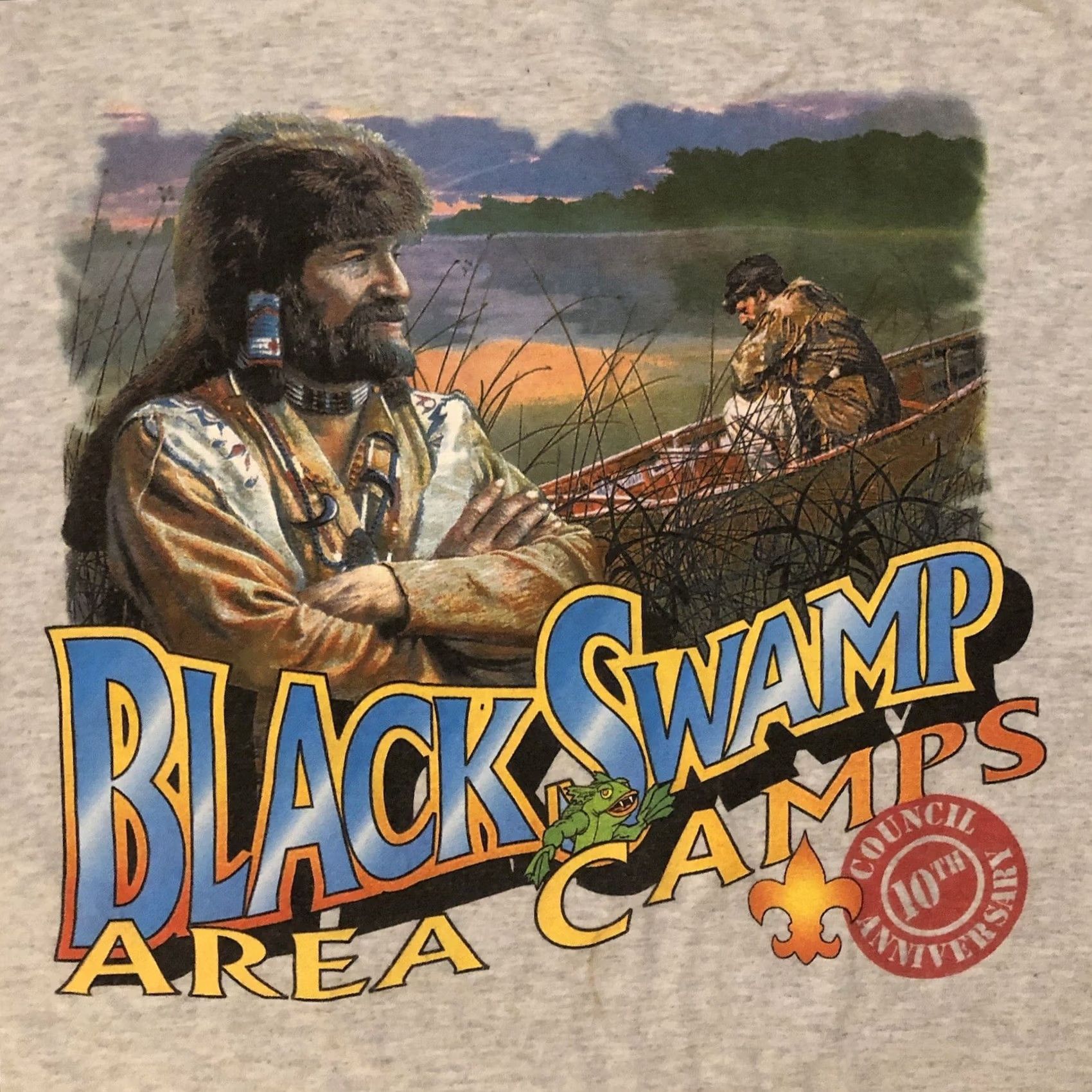 Anvil VINTAGE Anvil GRAPHIC T-SHIRT XL Boy Scouts Gray 2000s Swamp Area Camps Council Shirt Mens Size US XL / EU 56 / 4 - 3 Thumbnail