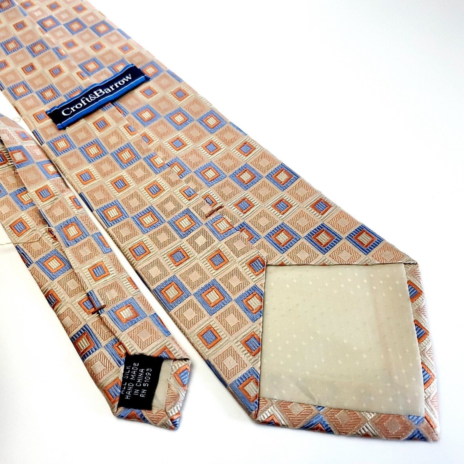 Croft & Barrow Croft & Barrow Orange Blue Geometric Woven Long Silk Tie Size ONE SIZE - 5 Thumbnail