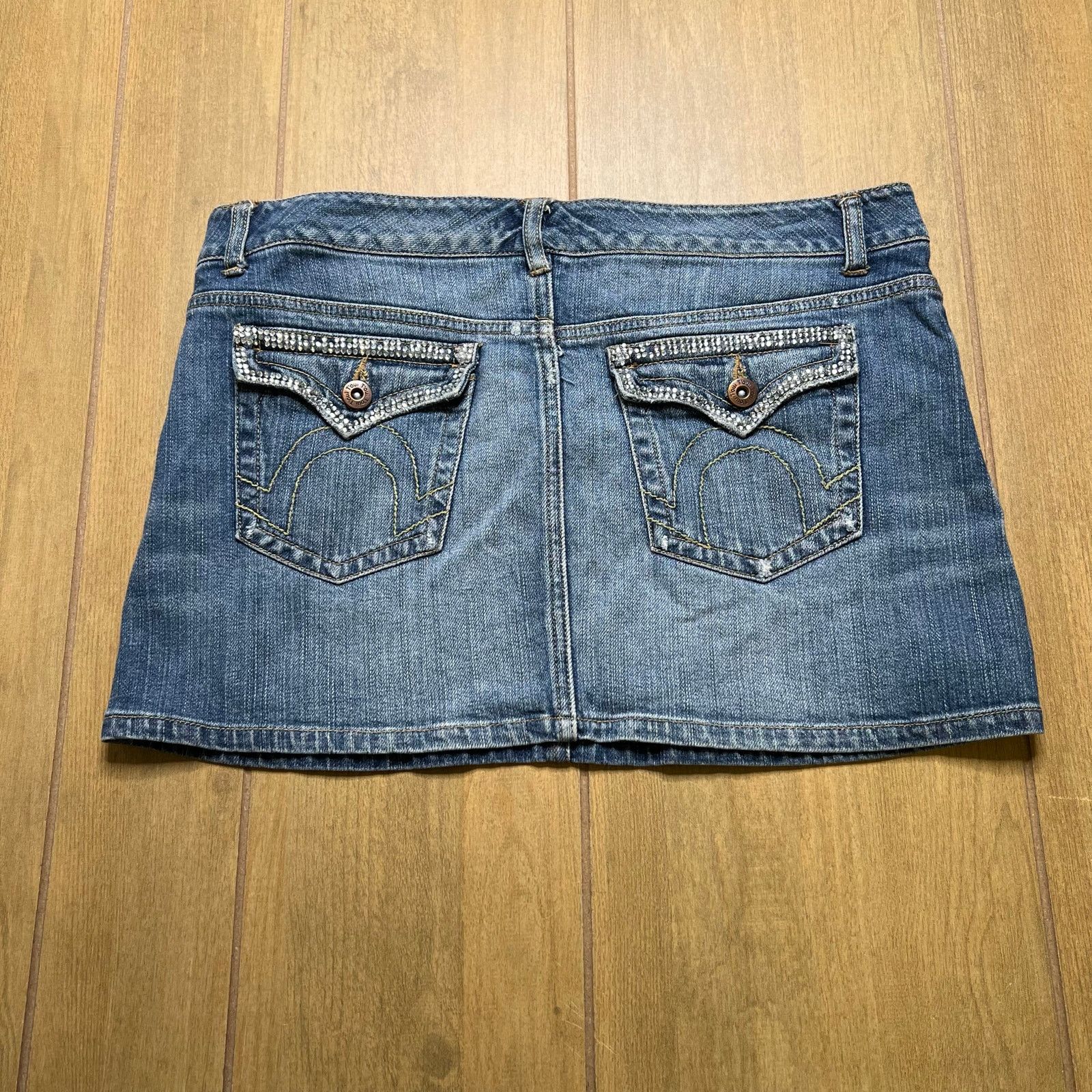 Vintage Y2K Blue Washed Distressed Mini Denim Skirt Ladies Sz 11 Size 32" / US 10 / IT 46 - 4 Thumbnail