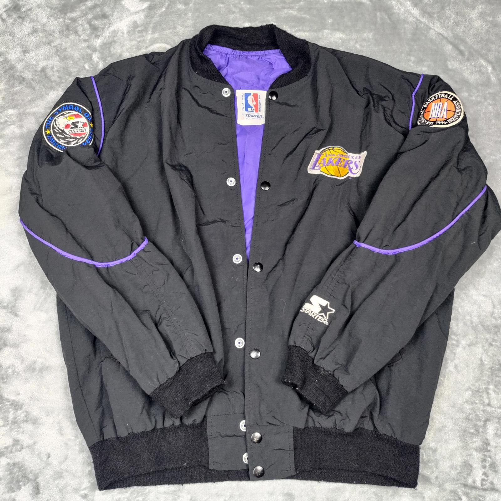 Starter Vintage Starter NBA Los Angeles Lakers Black Nylon Jacket Size US L / EU 52-54 / 3 - 1 Thumbnail