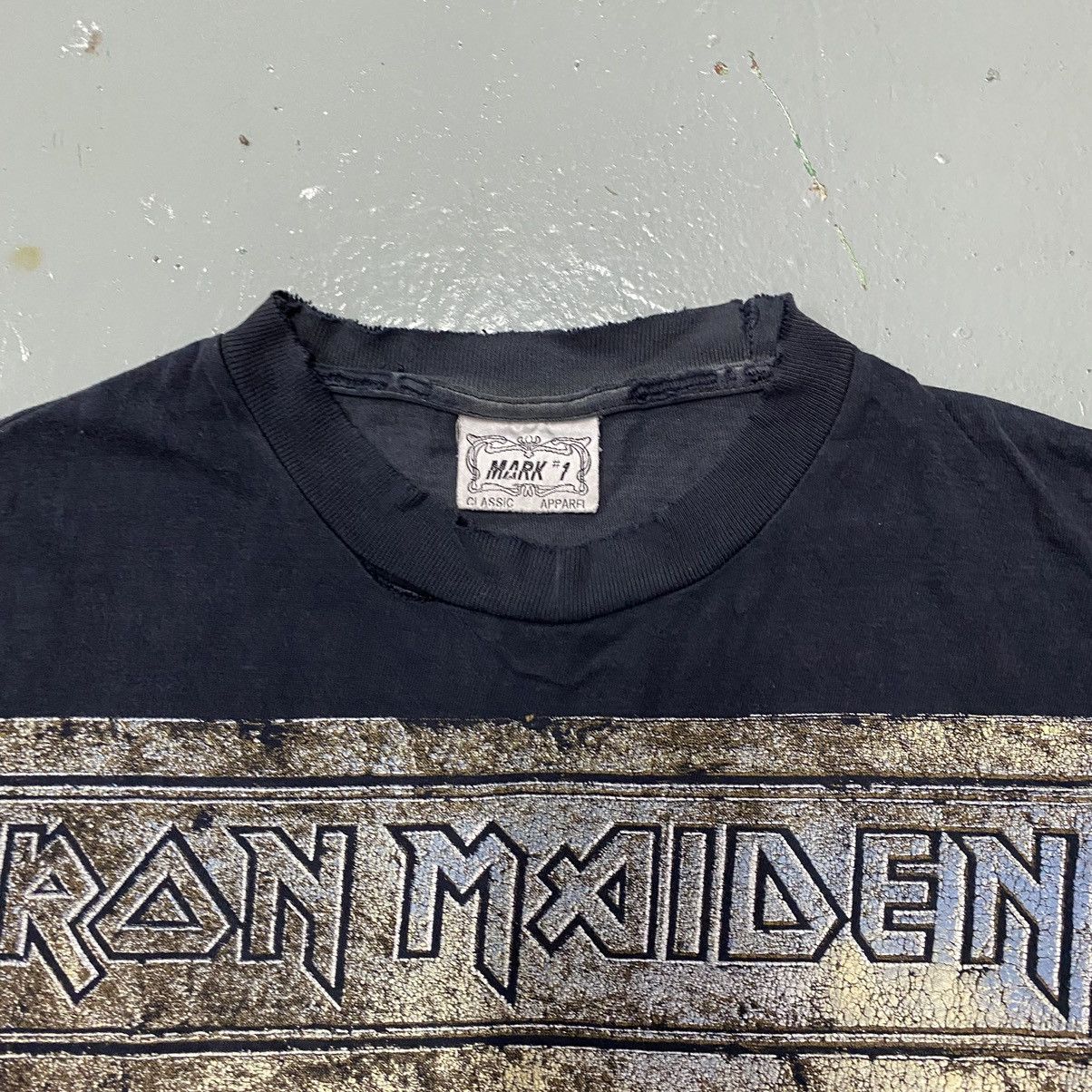 Band Tees × Vintage Vintage Thrashed Iron Maiden X Factor Tour Tee Distressed Size US L / EU 52-54 / 3 - 4 Thumbnail
