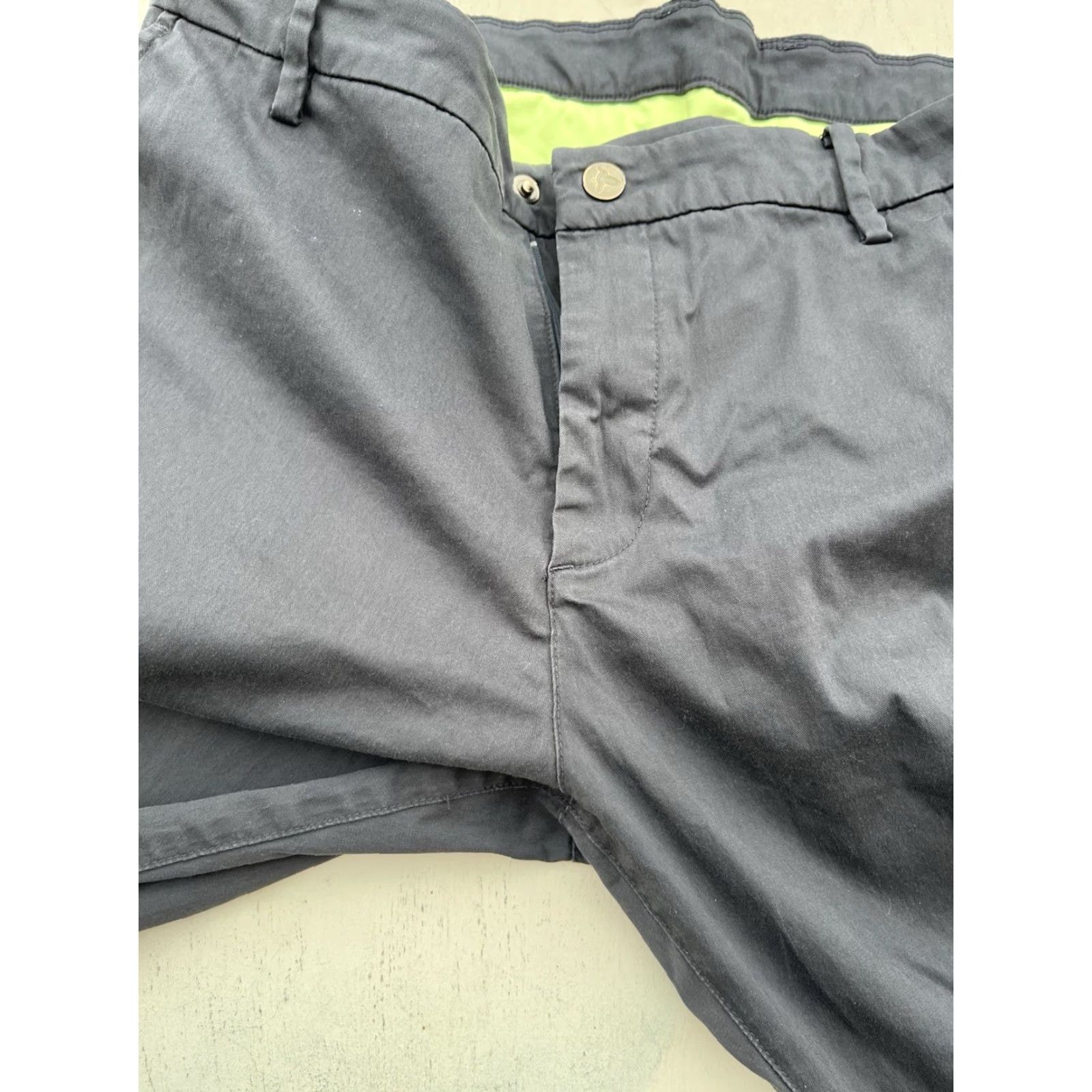 Vintage Birddogs Pants Black Solid 36x32 City Casual Mens Chino Cotton Blend with Stretch, Logo, Zipper, Breathable, Lightweight, Easy Care, Regular Fit Size US 36 / EU 52 - 6 Thumbnail