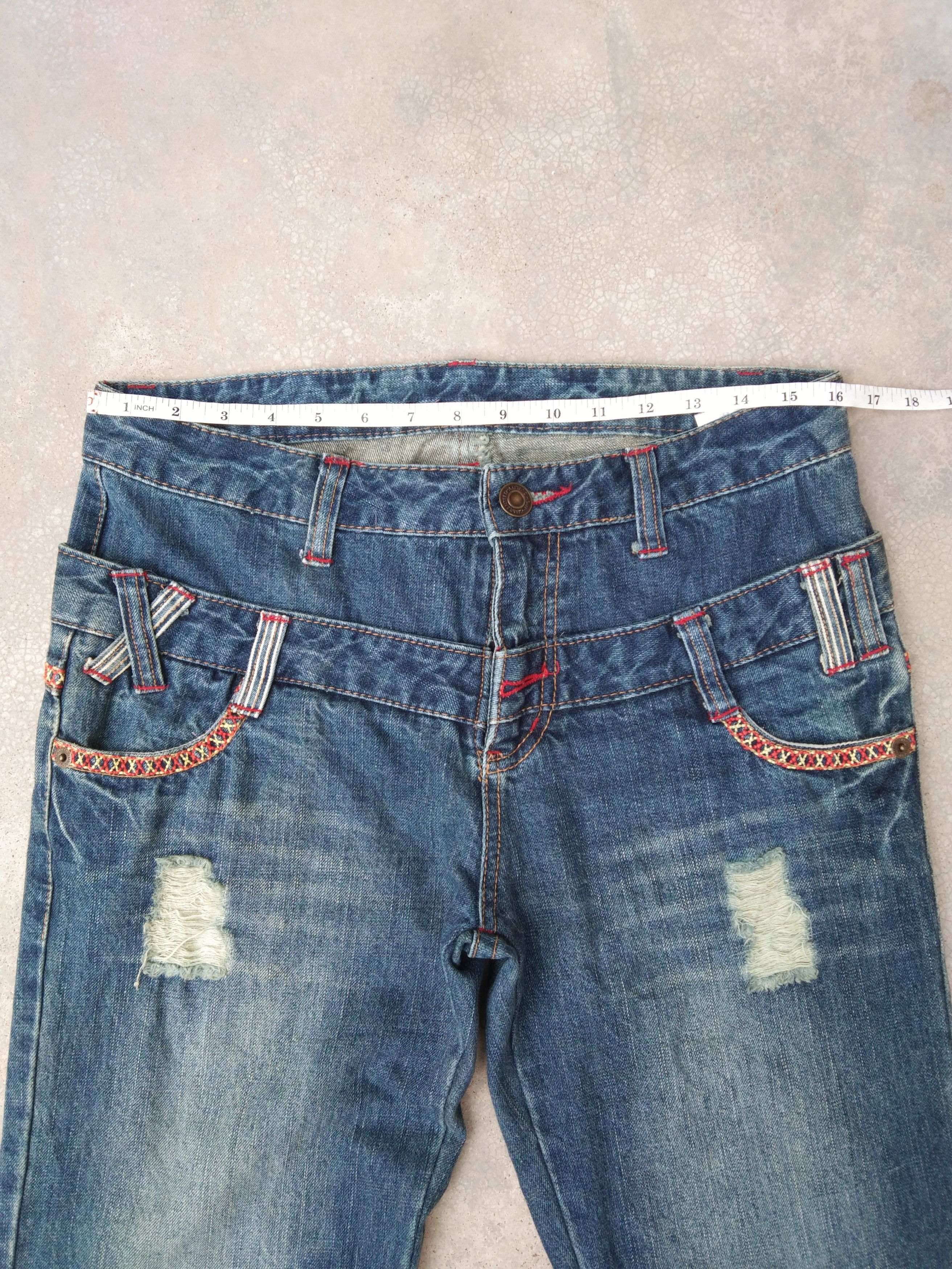 Japanese Brand × Jean Vintage Japanese Double Waist Retro Punk Jeans Style 32x32 Size US 32 / EU 48 - 3 Thumbnail