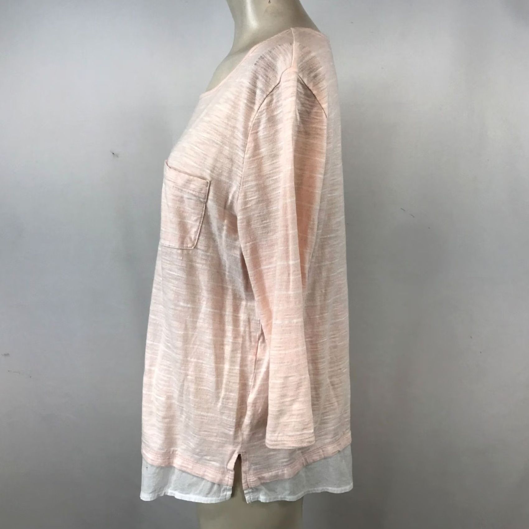 Vintage Chico'S - Womens 2 -Pink Crew Neck Long Sleeve Cotton Blend Top - Pre-Owned Good Size XS / US 0-2 / IT 36-38 - 4 Thumbnail