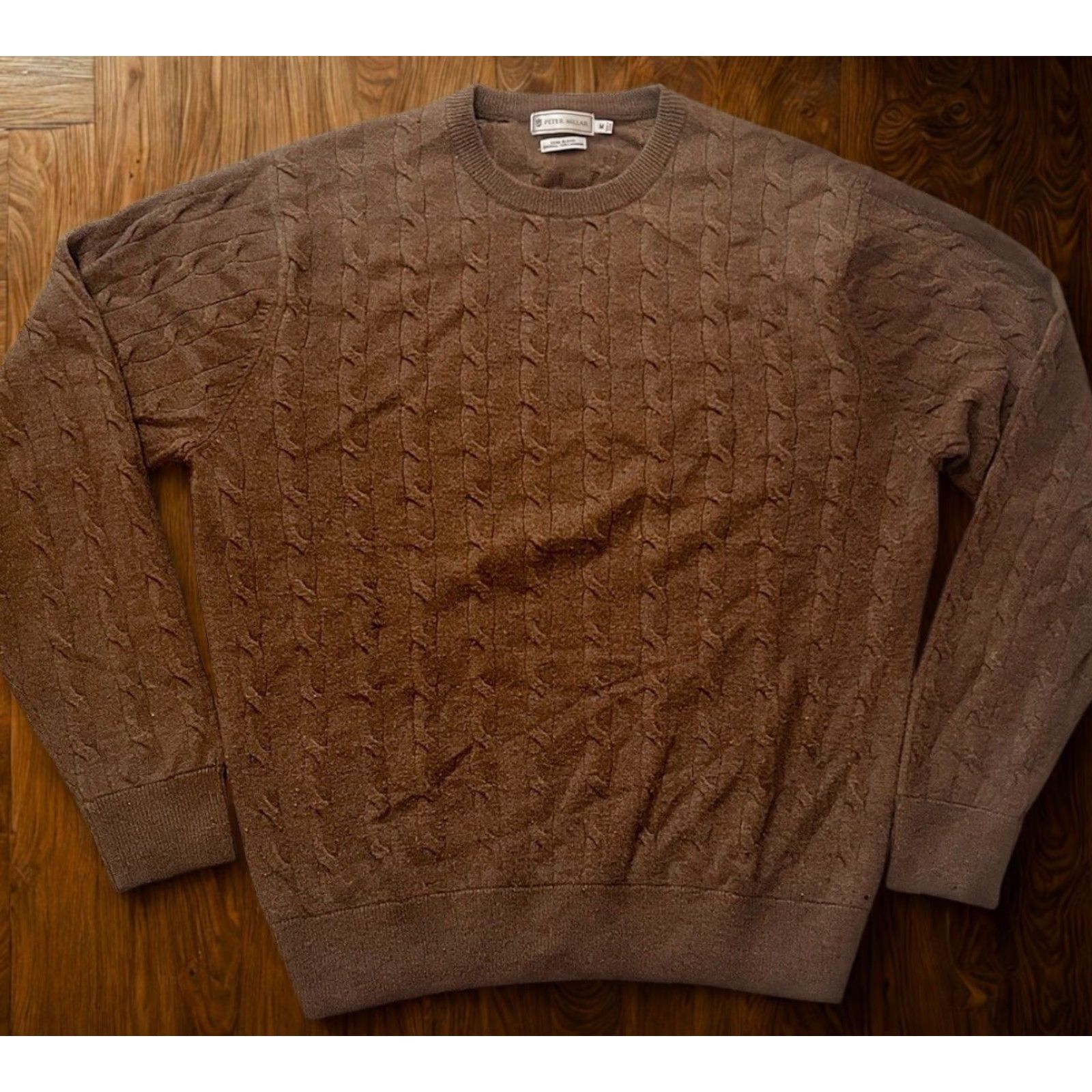 Peter Millar Peter Millar Sweatery Brown Red Cable Knit M Luxe Blend Wool Cashmere Flaw Knit Pullover Crew Neck Long Sleeve Men’s Regular Size M Size US M / EU 48-50 / 2 - 2 Thumbnail