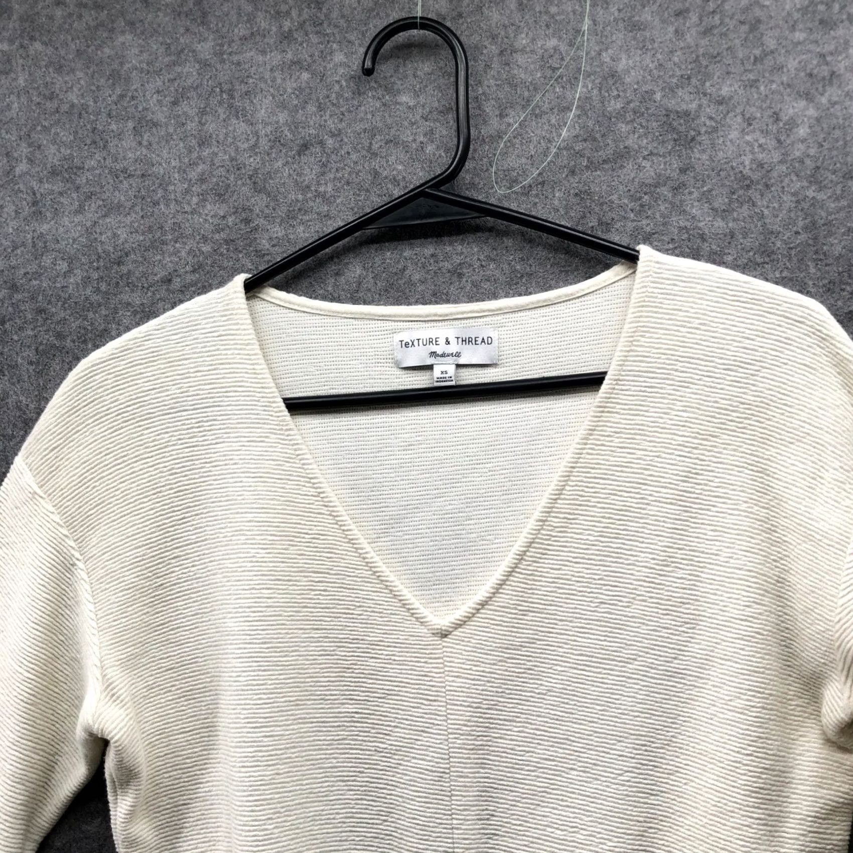Madewell Madewell Tie Front Top Womens XS Cream Ivory V-Neck Cropped Texture & Thread Size XS / US 0-2 / IT 36-38 - 3 Thumbnail