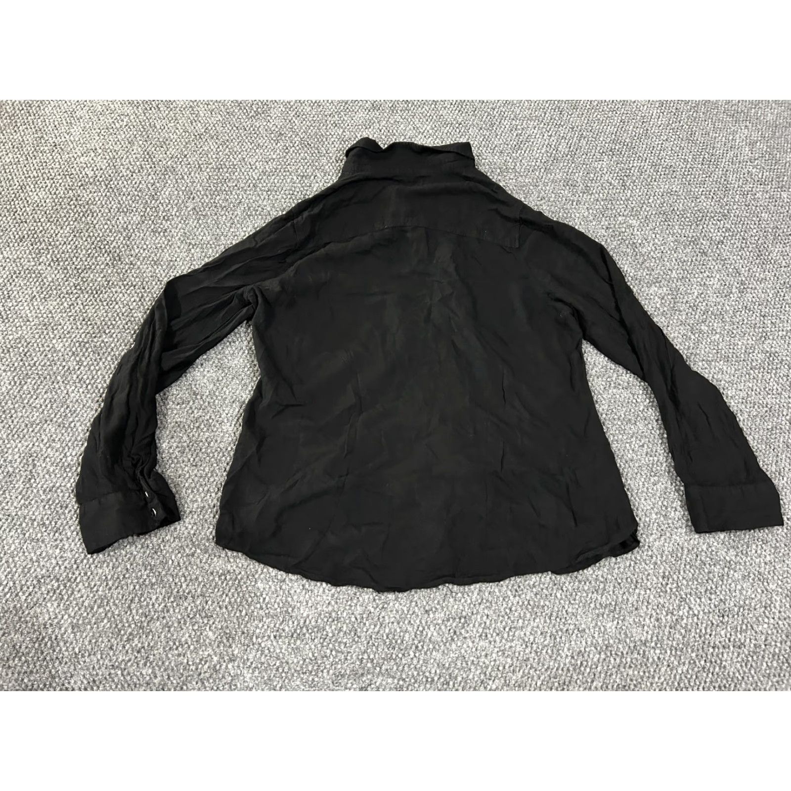 Vintage White Stag Shirt Womens Large Black Button-Front Roll Tab Sleeve Lightweight Top Size L / US 10 / IT 46 - 6 Thumbnail