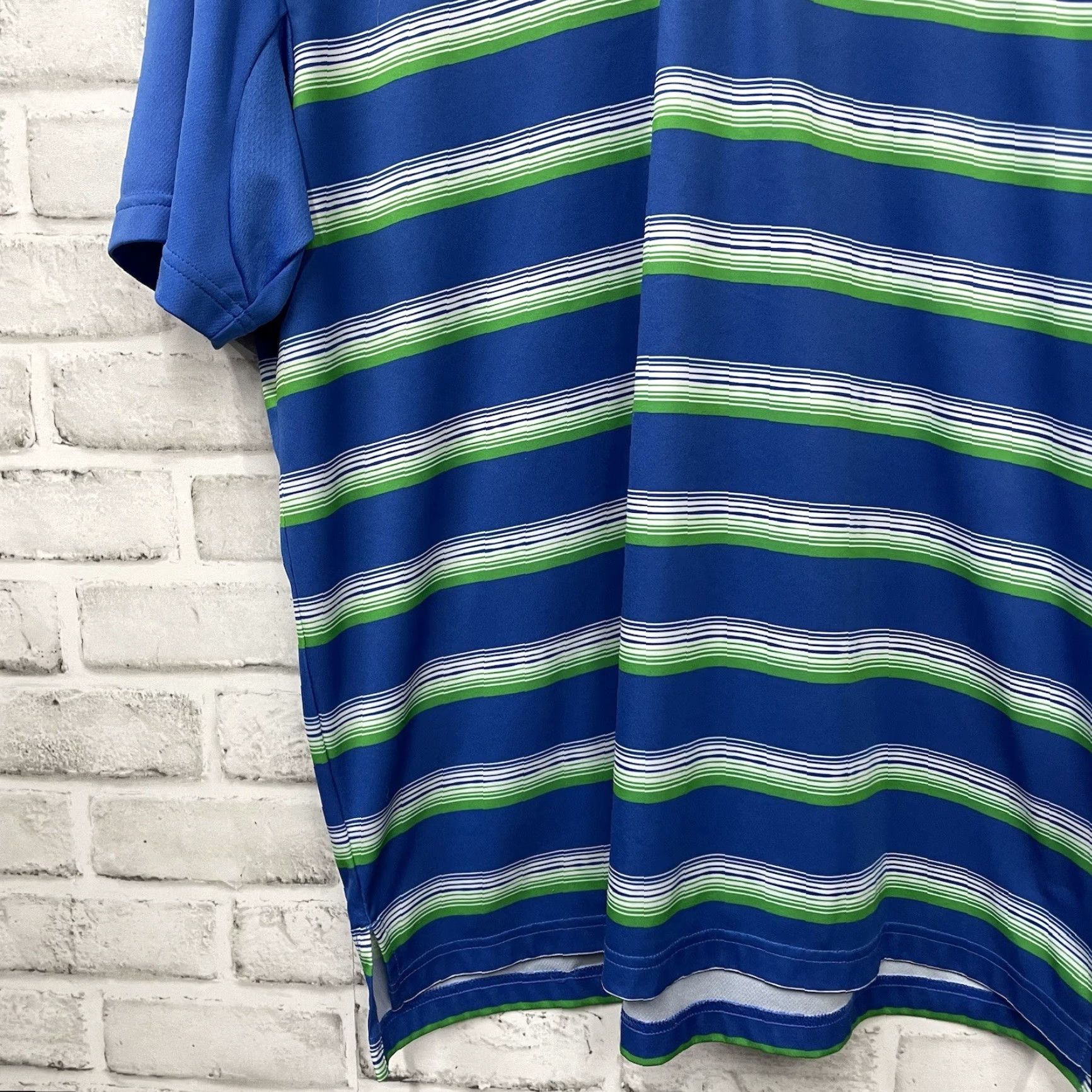 Adidas Adidas ClimaCool Polo Shirt Striped Blue Mens L Regular Stretch Athletic Shirt Size US L / EU 52-54 / 3 - 3 Thumbnail