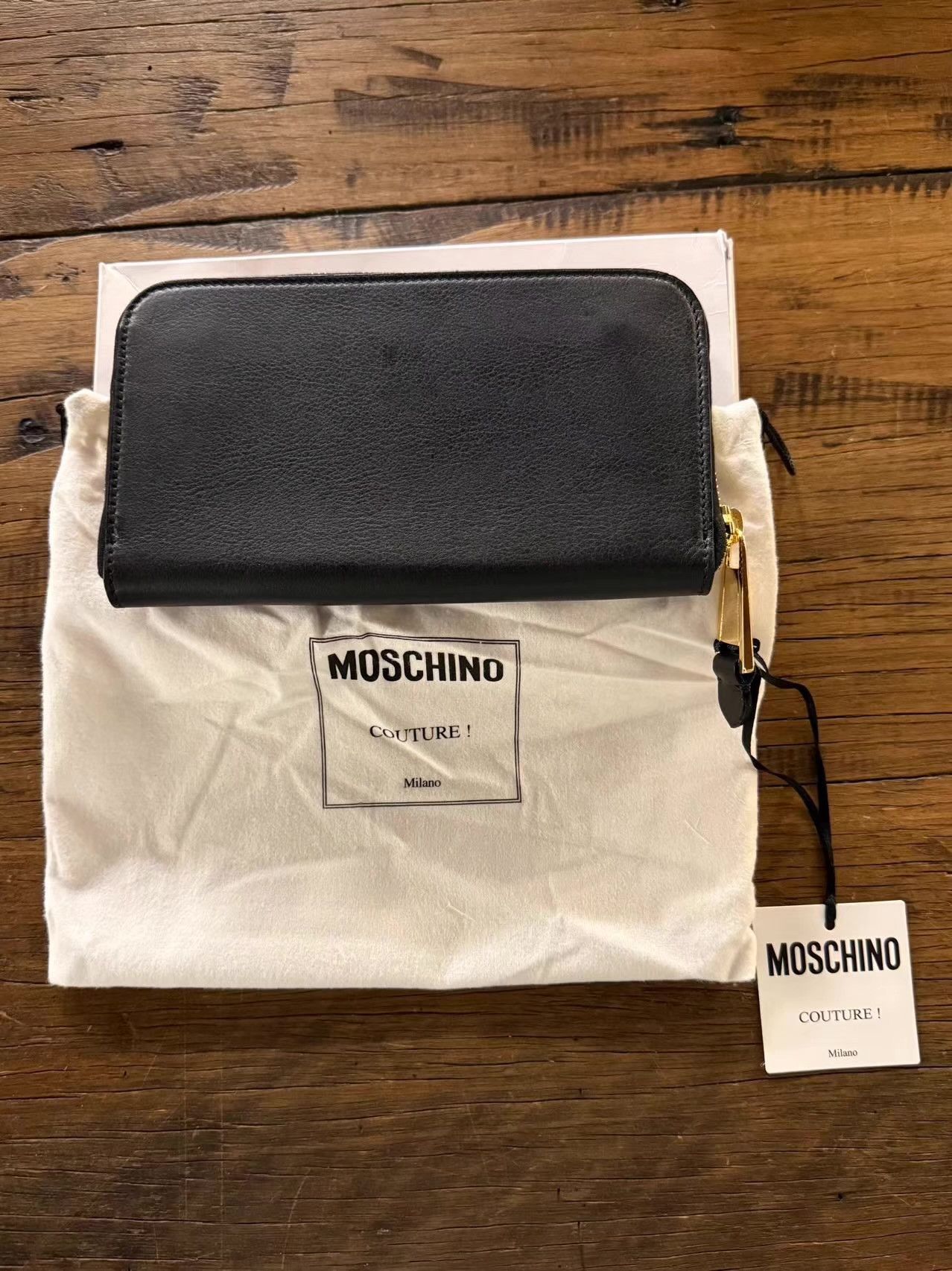 Moschino MOSCHINO 15SS Black Gold Logo Zipper Wallet Ｑ25 Size ONE SIZE - 2 Thumbnail