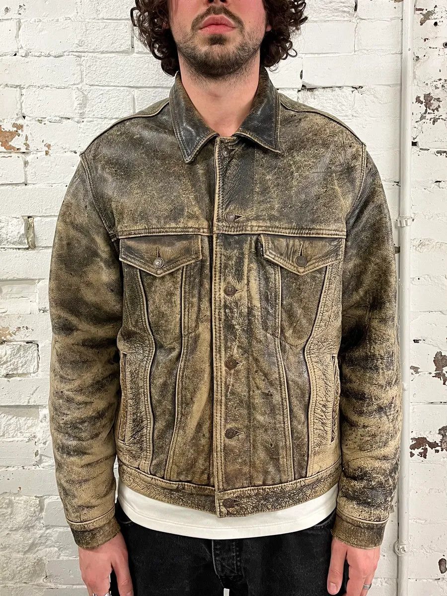 Levi's × Stussy Levi's x Stussy Leather Trucker Jacket | Grailed