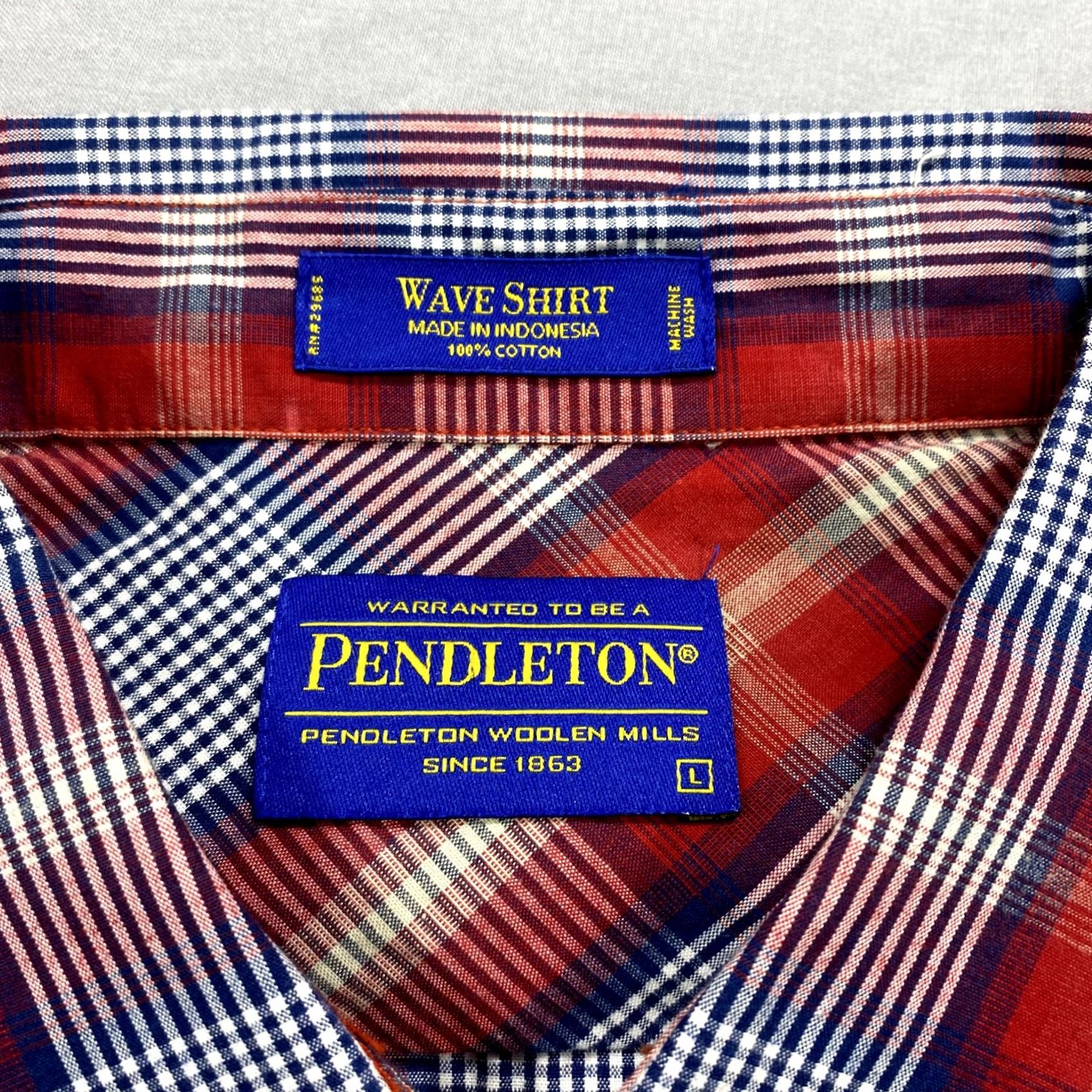 Pendleton Pendleton Wave Shirt Mens L Red Plaid Button Up Casual Outdoor 90s American USA Short Sleeve Collared Cotton Shirt Mens Size US L / EU 52-54 / 3 - 7 Thumbnail