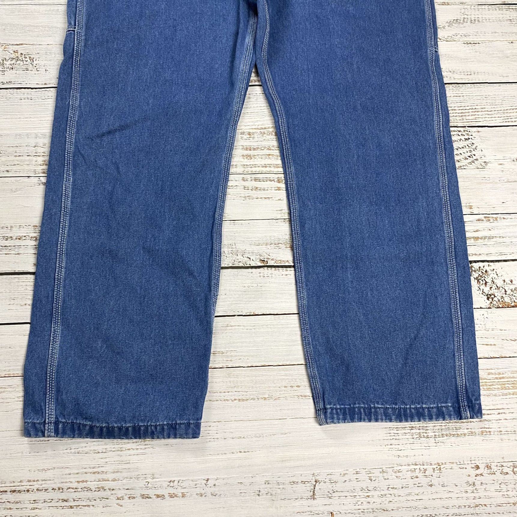BIG SMITH DENIM OVERALLS Mens 38X32 Relaxed Fit Blue Adjustable Straps 5-Pocket Design