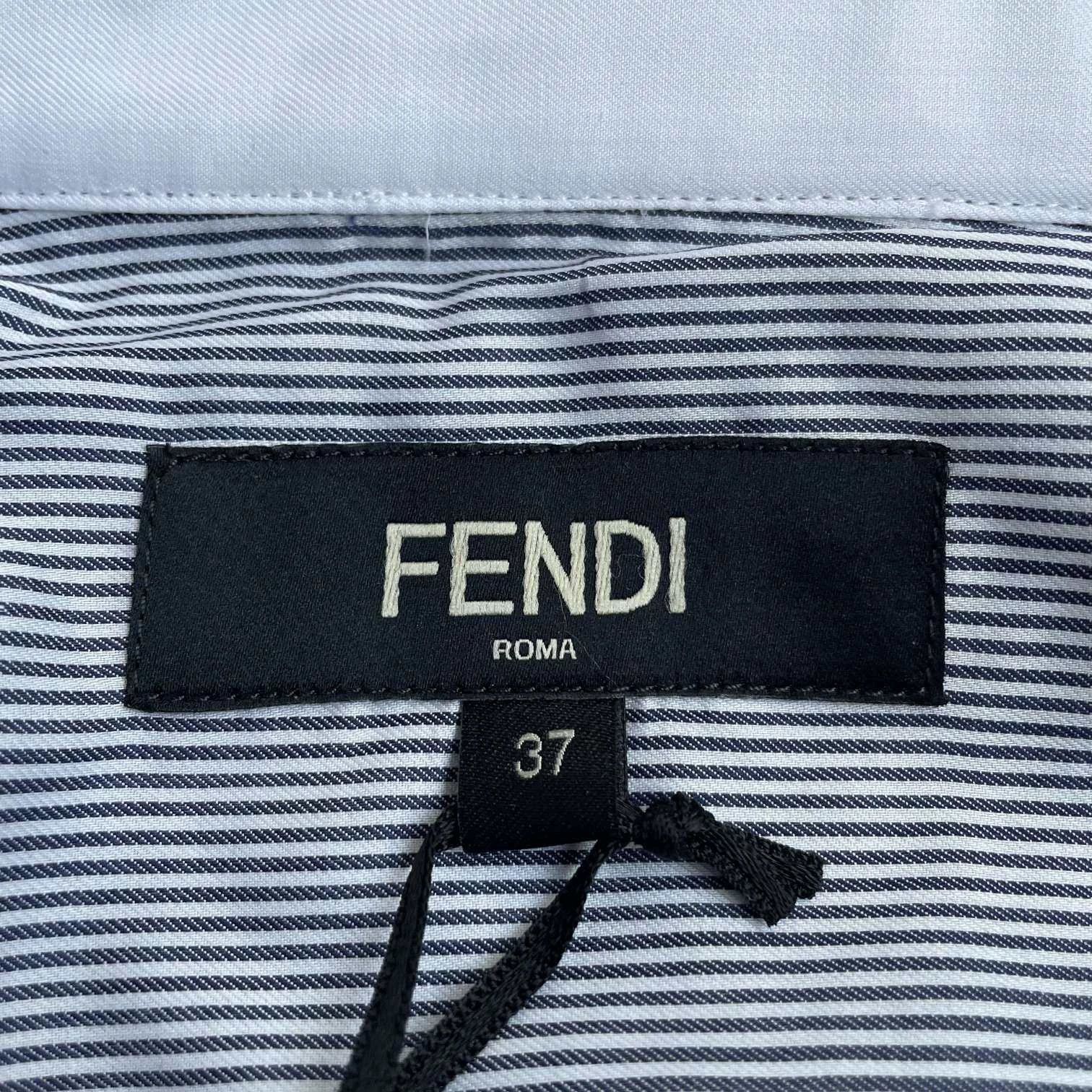 Fendi FENDI men's gray striped lapel shirt white sleeve 37-39 Size US XS / EU 42 / 0 - 5 Thumbnail
