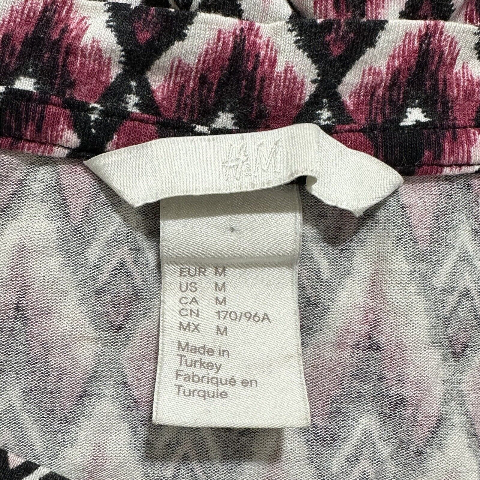 H&M H&M Medium Blouse Stretch Black Pink Geometric Pattern Top Size M / US 6-8 / IT 42-44 - 3 Thumbnail