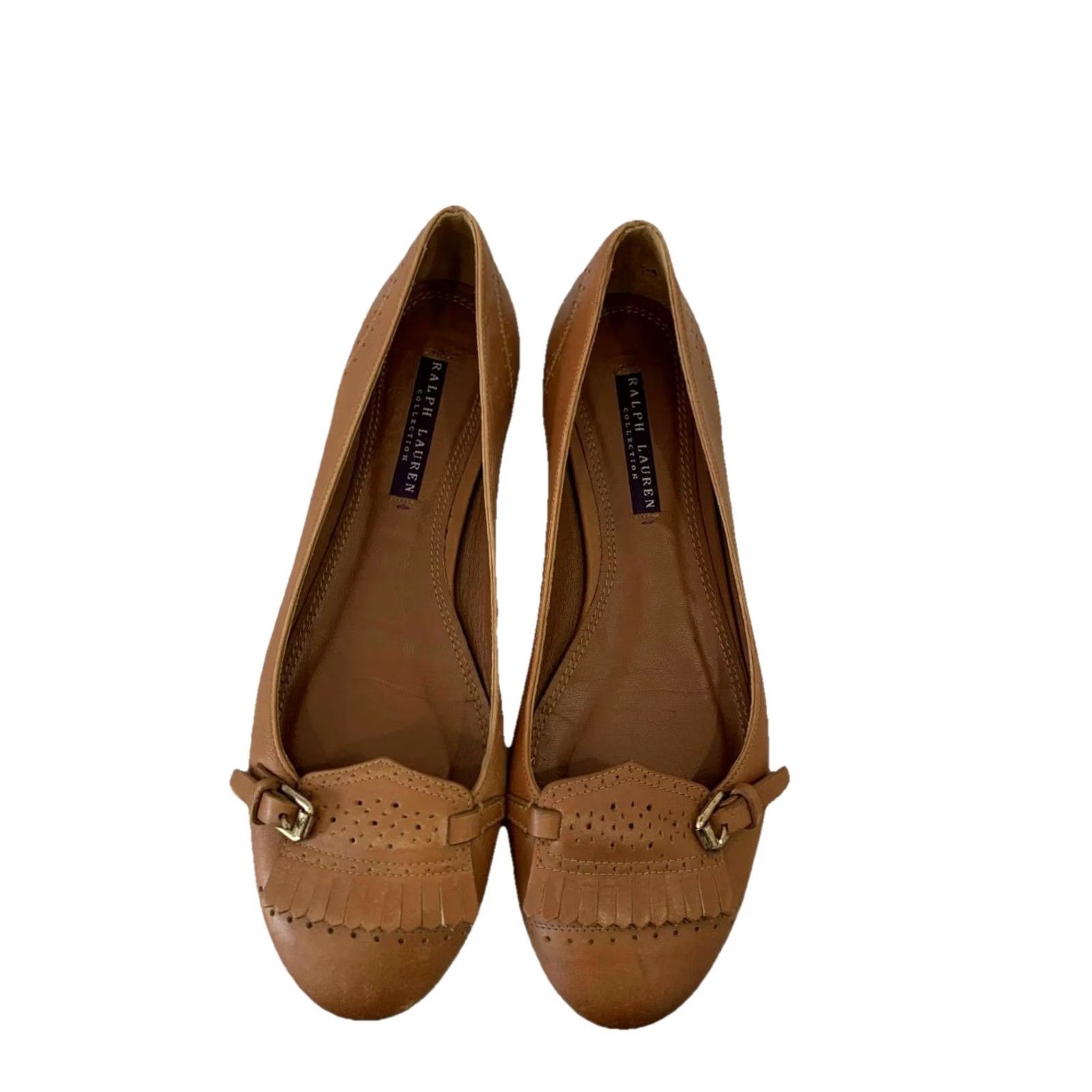 Ralph Lauren Ralph Lauren Collection Women’s Leather Flats Loafers Fringe Buckle Brown 8 Womens Leather Flats Loafers Fringe Buckle Leather Brown Jessica Size US 8 / IT 38 - 2 Thumbnail