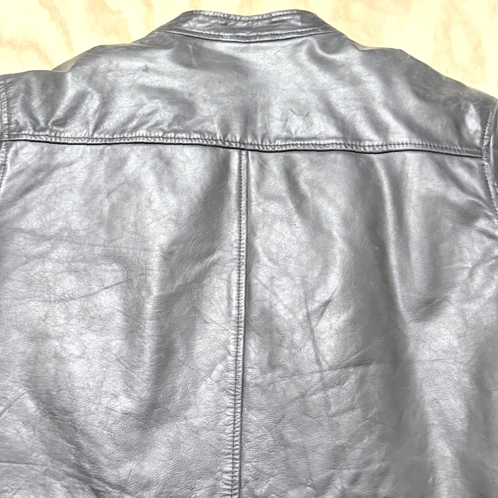 Vintage VINTAGE Claiborne Leather Racer Jacket Black Sherpa Lined Men XL Stand Collar Jacket - Casual, Zipper, Biker Style Size US XL / EU 56 / 4 - 5 Thumbnail