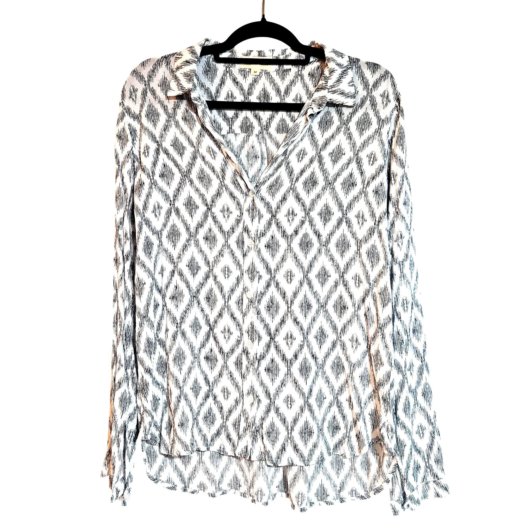 Other Cloth & Stone Button-Up Top Gray Diamond Print Size M Lightw Size M / US 6-8 / IT 42-44 - 2 Thumbnail