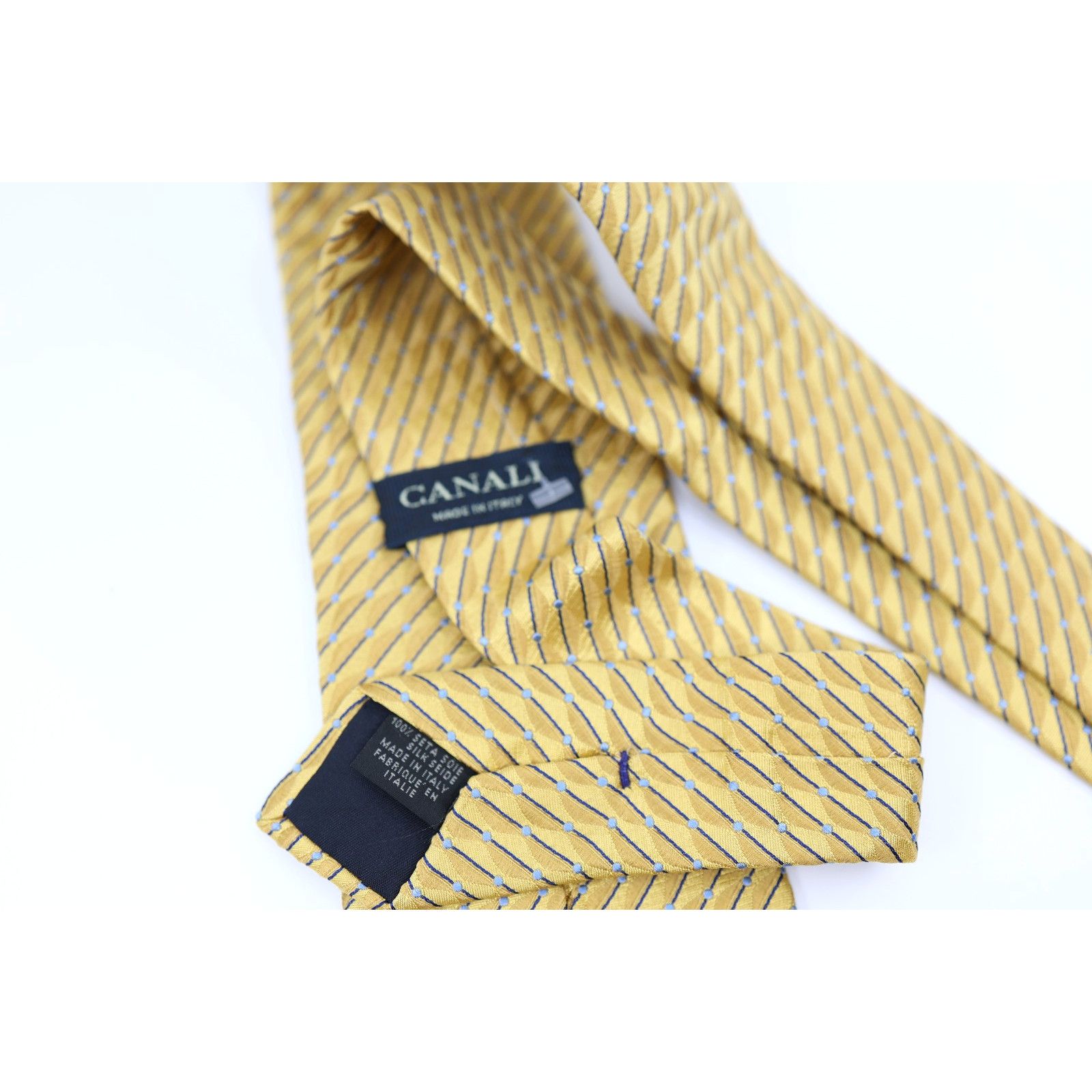 Canali CANALI Yellow Wave Geometric Jacquard 100% Silk Tie $195 Size ONE SIZE - 4 Thumbnail