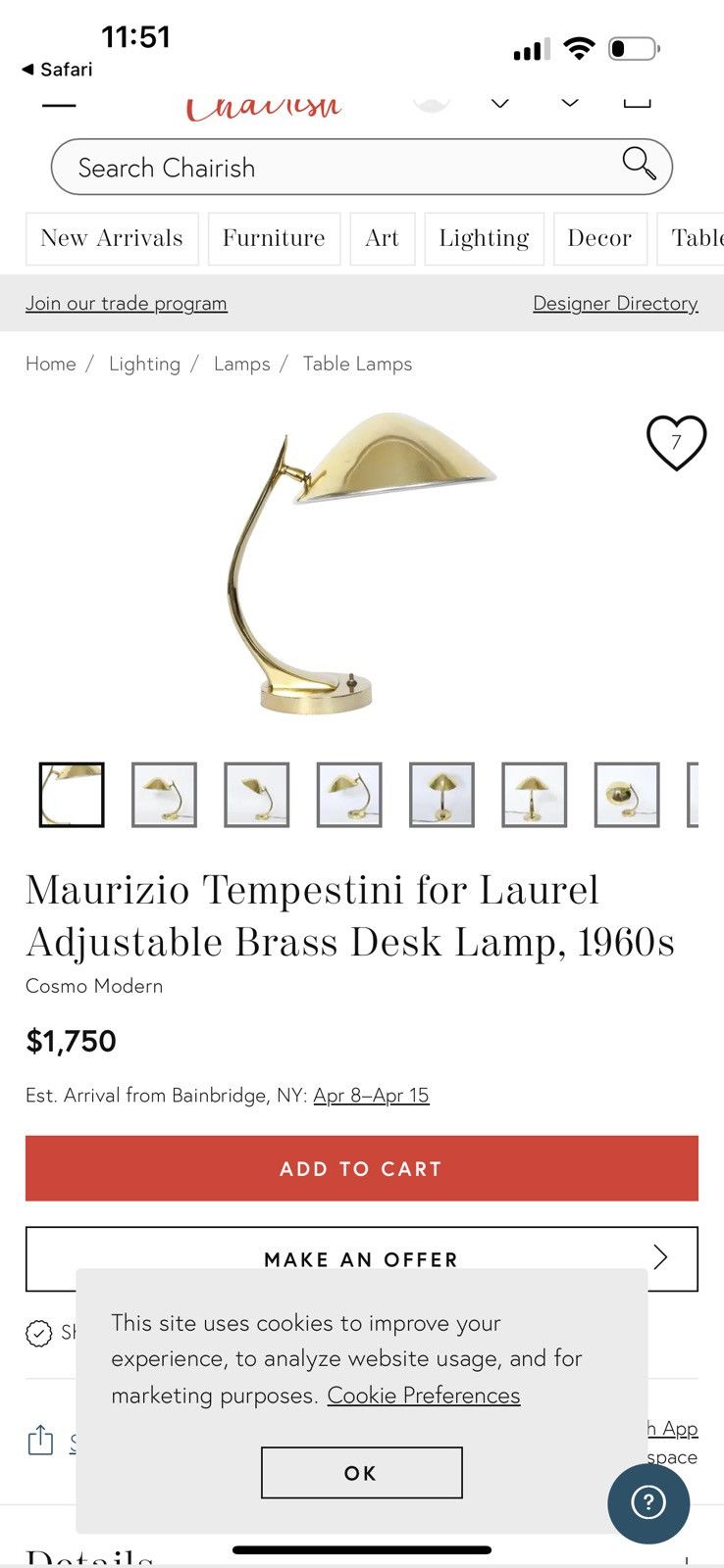 Vintage Vintage Maurizio Tempestini for Laurel adjustable lamp 1960s Size US XXS / EU 40 - 12 Thumbnail
